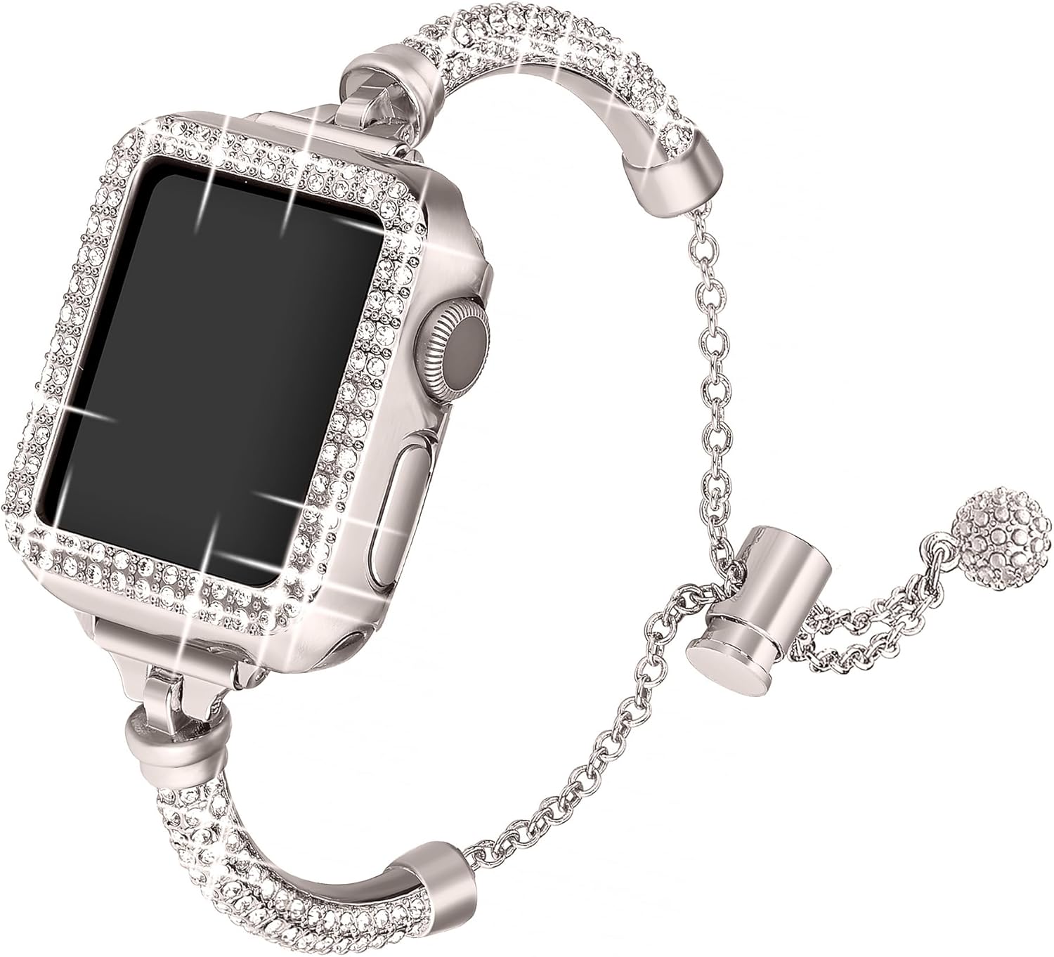 Secbolt – Correa y funda brillante compatible con Apple Watch Band de 1.50 pulgadas, 1.57 pulgadas, 1.61 pulgadas, 1.65 pulgadas, 1.73 pulgadas,