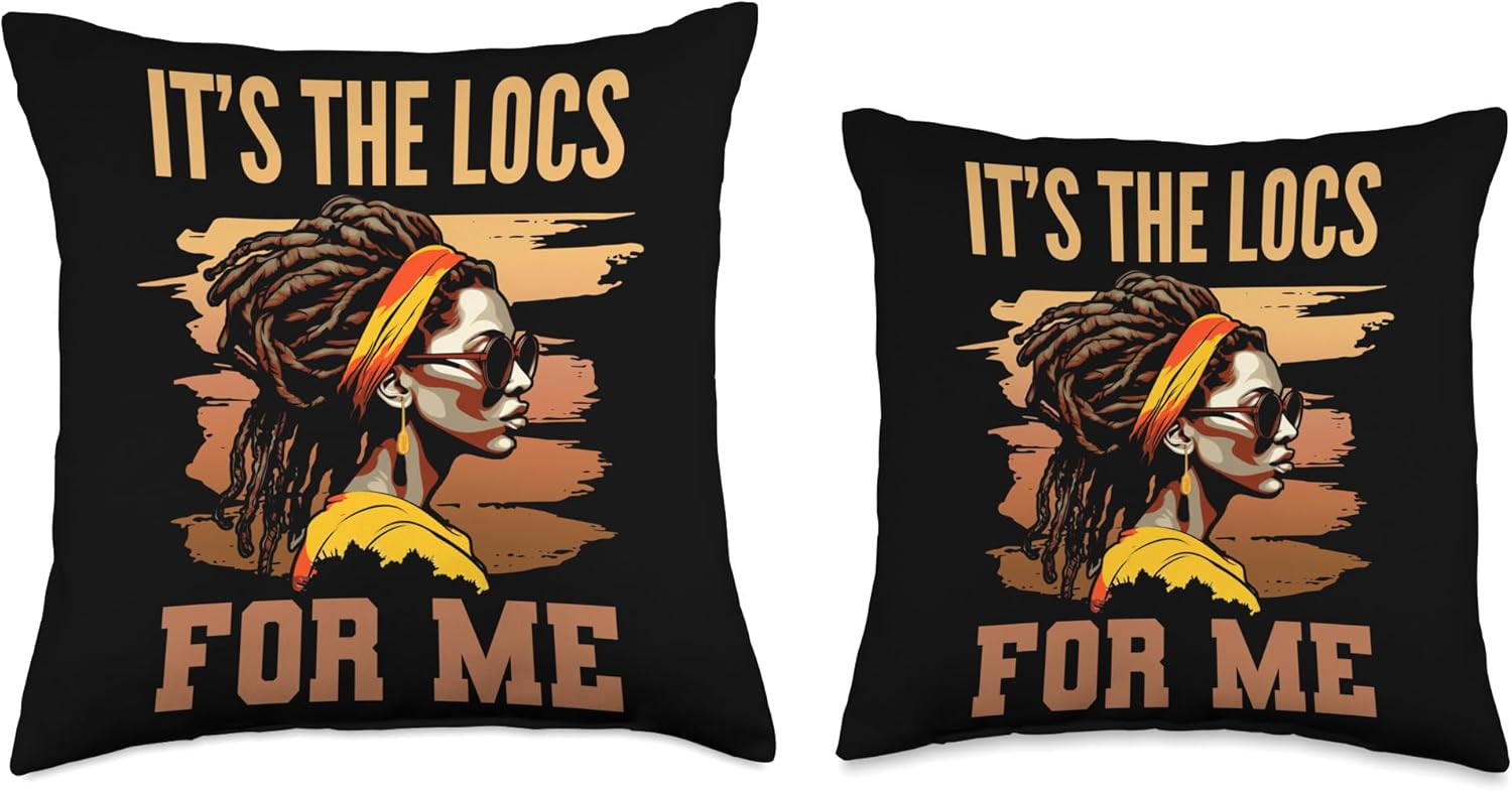 It’s the Locs for Me Afro Hair Black American African Girl Throw Pillow, 16×16, Multicolor