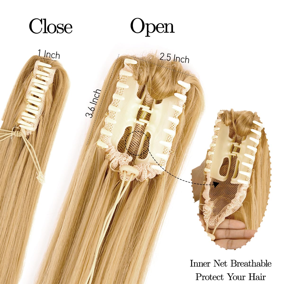 Extensiones de cabello falso largo y lacio, con clip de garra, para mujer, 22 pulgadas, 4.33 ozpaquete, extensiones de cabello de fibra sintética de