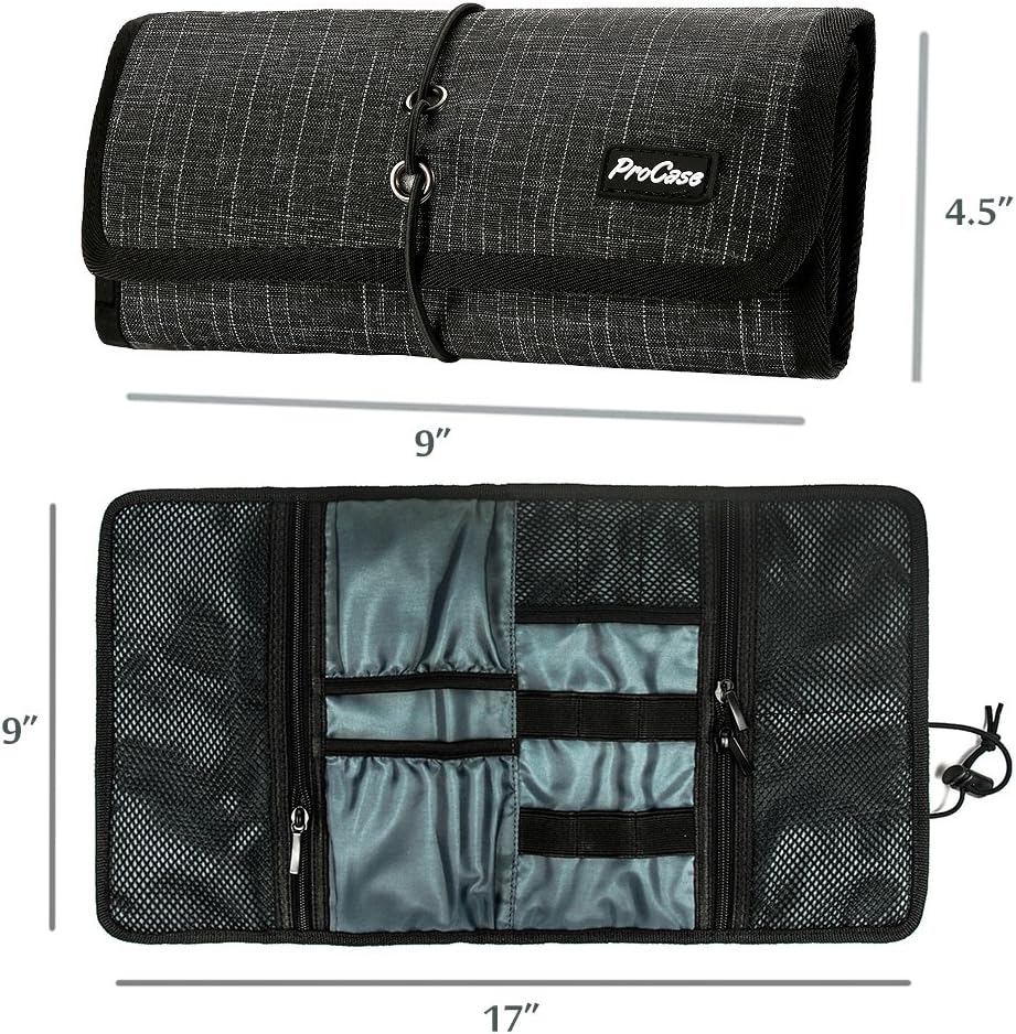 ProCase – Organizador para viaje de equipo. Bolsa para organizar los accesorios electrónicos. Estuche de viaje para ordenar los cables. Botiquín y