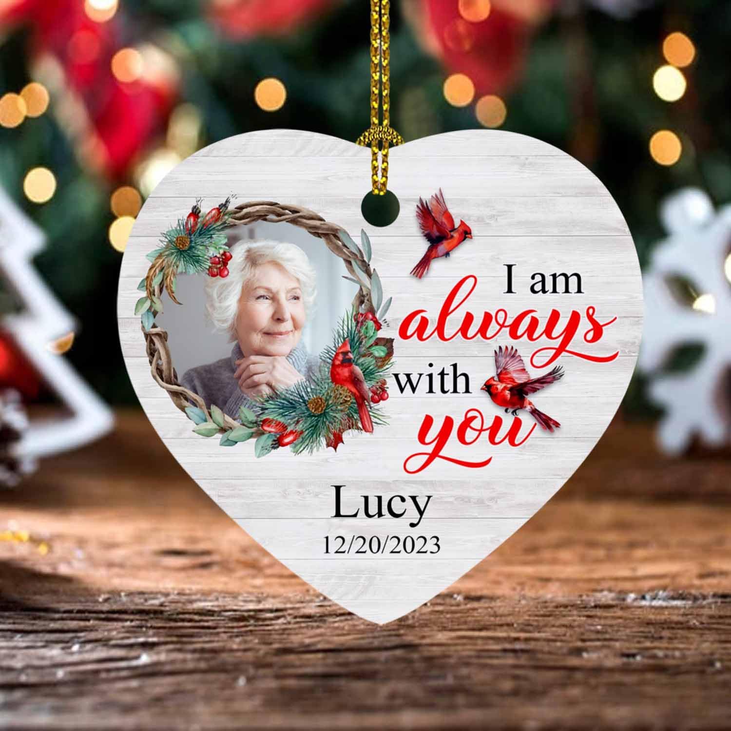 Adorno de Navidad I Am with You, adornos de Navidad conmemorativos personalizados, adorno de foto de abuela personalizado, regalos de recuerdo