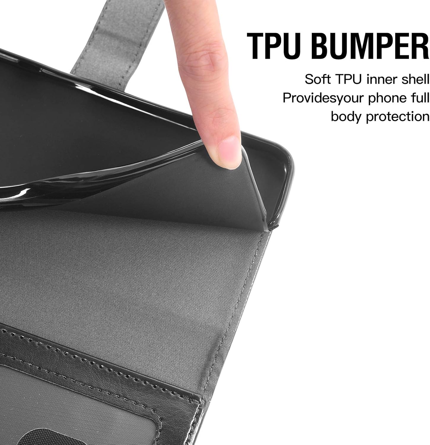 Asuwish Compatible con LG X ChargeFiesta 2 LTEX Power 2X5LV7 – Funda tipo cartera de vidrio templado, protector de pantalla de cuero, soporte para