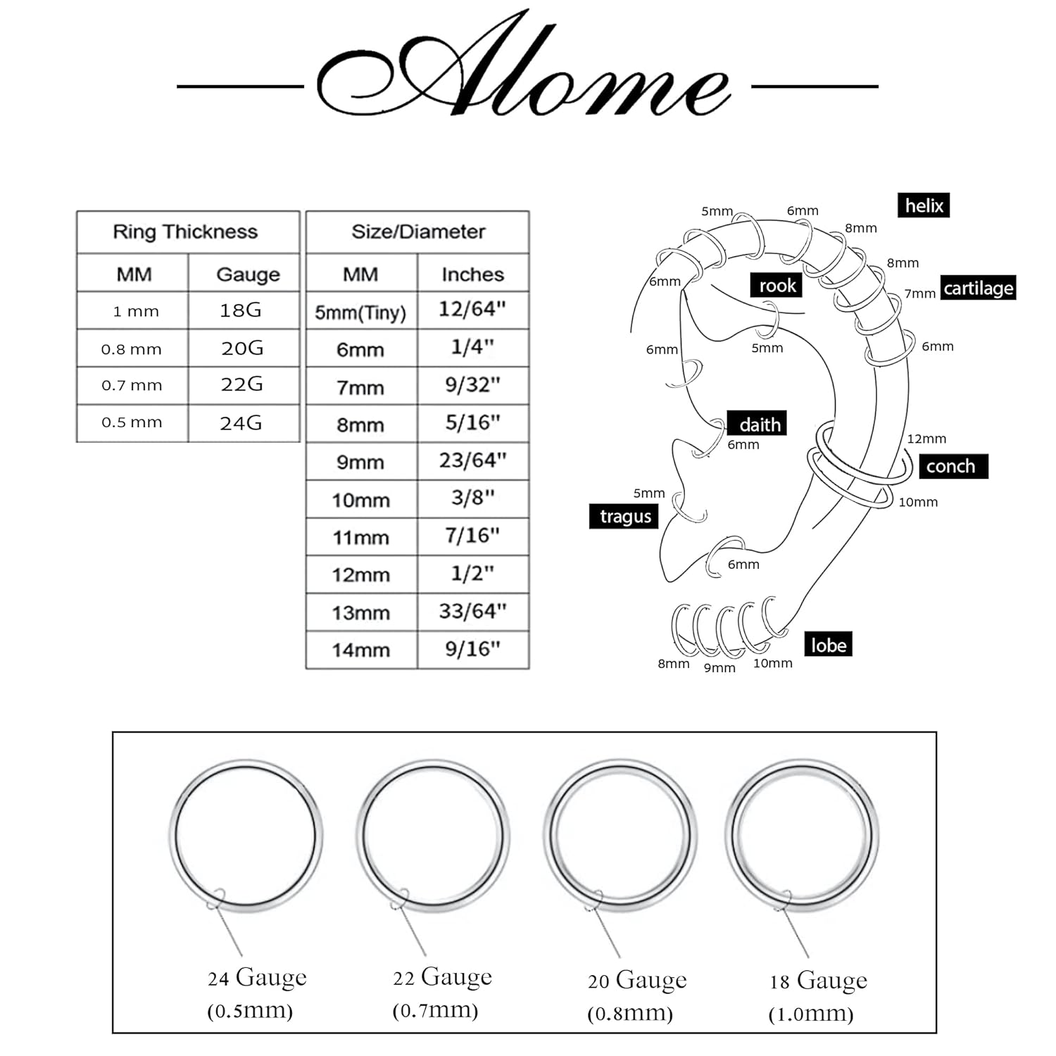 Small Cartilage Hoop Sterling Silver Huggie Hoop Earrings for Women Cartilage Nose Helix Tragus (Silver, 6mm 24 gauge  1 pair)