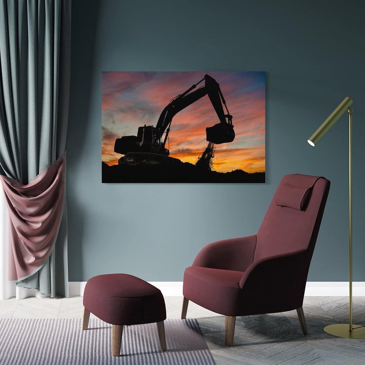 Póster de excavadora de construcción con equipo pesado, impresiones en lienzo para decoración de pared, decoración de habitación, decoración de