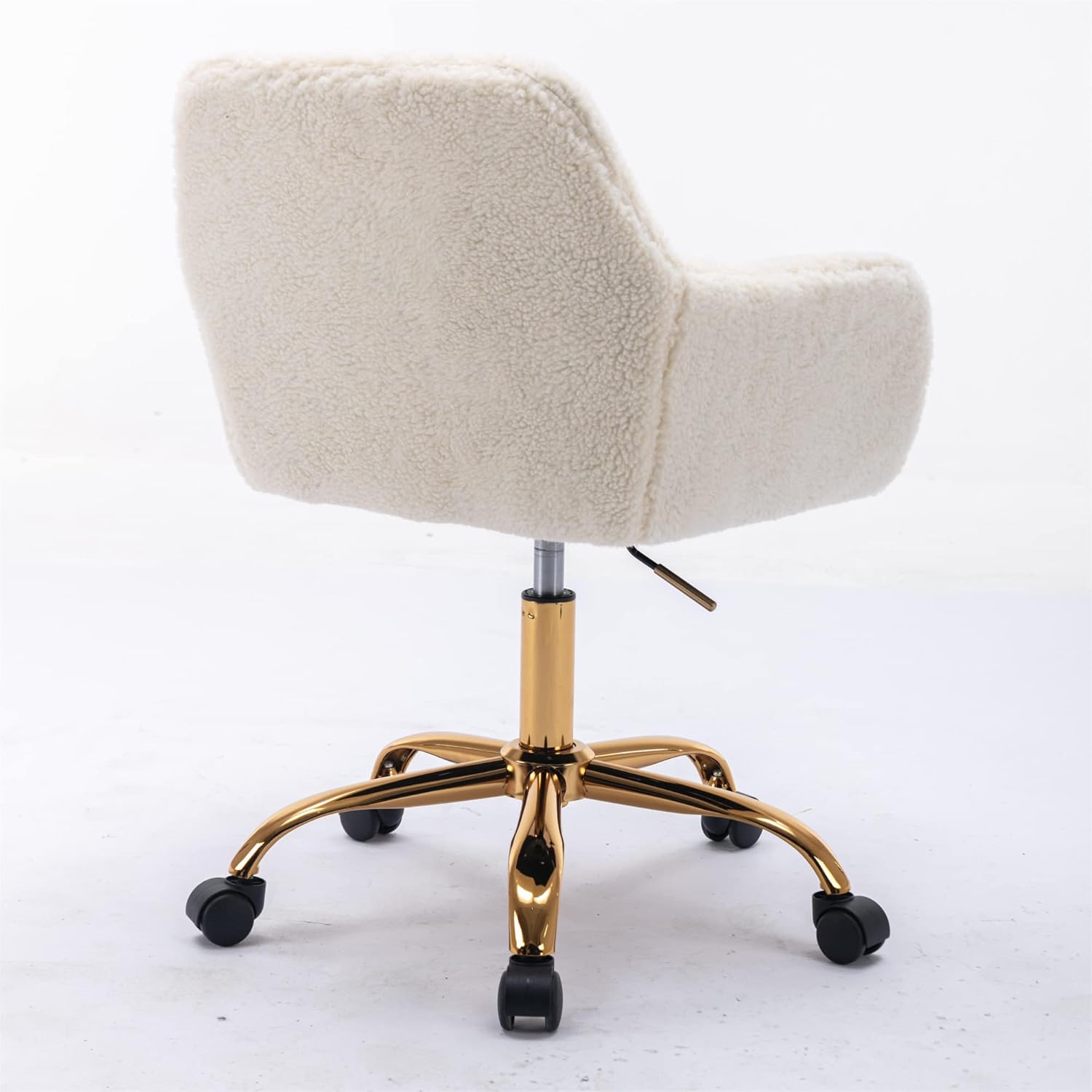 Silla de tocador de piel sintética para niñas, silla de escritorio peluda con ruedas, bonita silla de maquillaje esponjosa, cómoda silla de