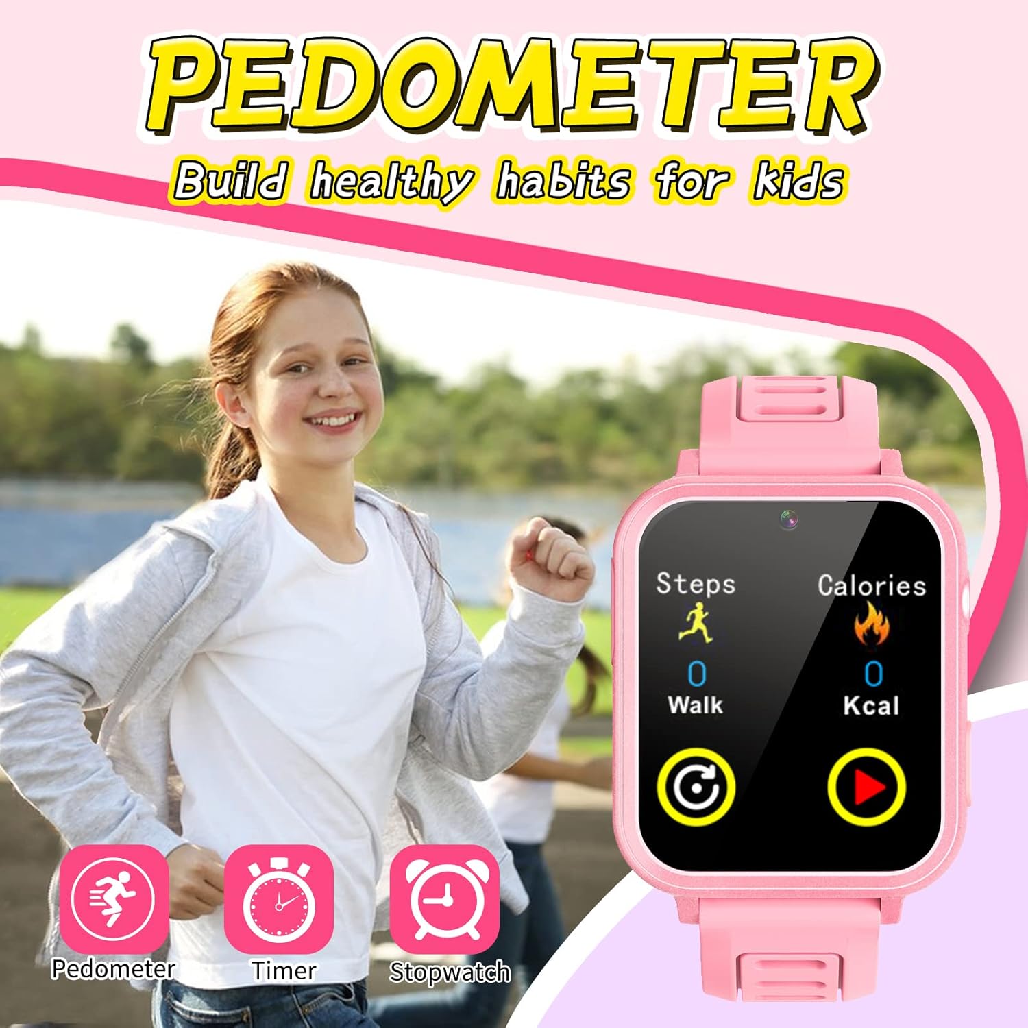 Reloj inteligente para niños y niñas, reloj inteligente para niños de 4 a 12 años con 24 juegos, cámara HD, reproductor de música, podómetro,