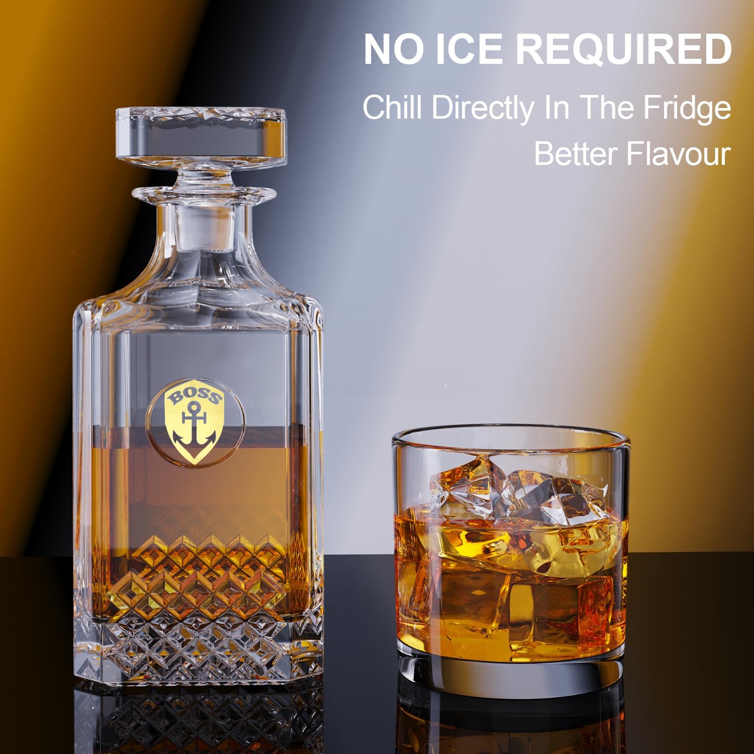Decantador de whisky con 2 vasos, juego creativo de decantador de whisky de cristal, decantador de whisky bourbon de 25 onzas, decantador de licor