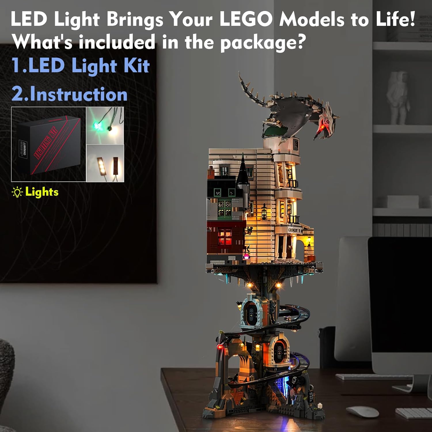 Kit de luces LED para Lego Gringotts Wizarding Bank Edición Coleccionista 76417, accesorios de iluminación creativa compatibles con Lego 76417 Juego