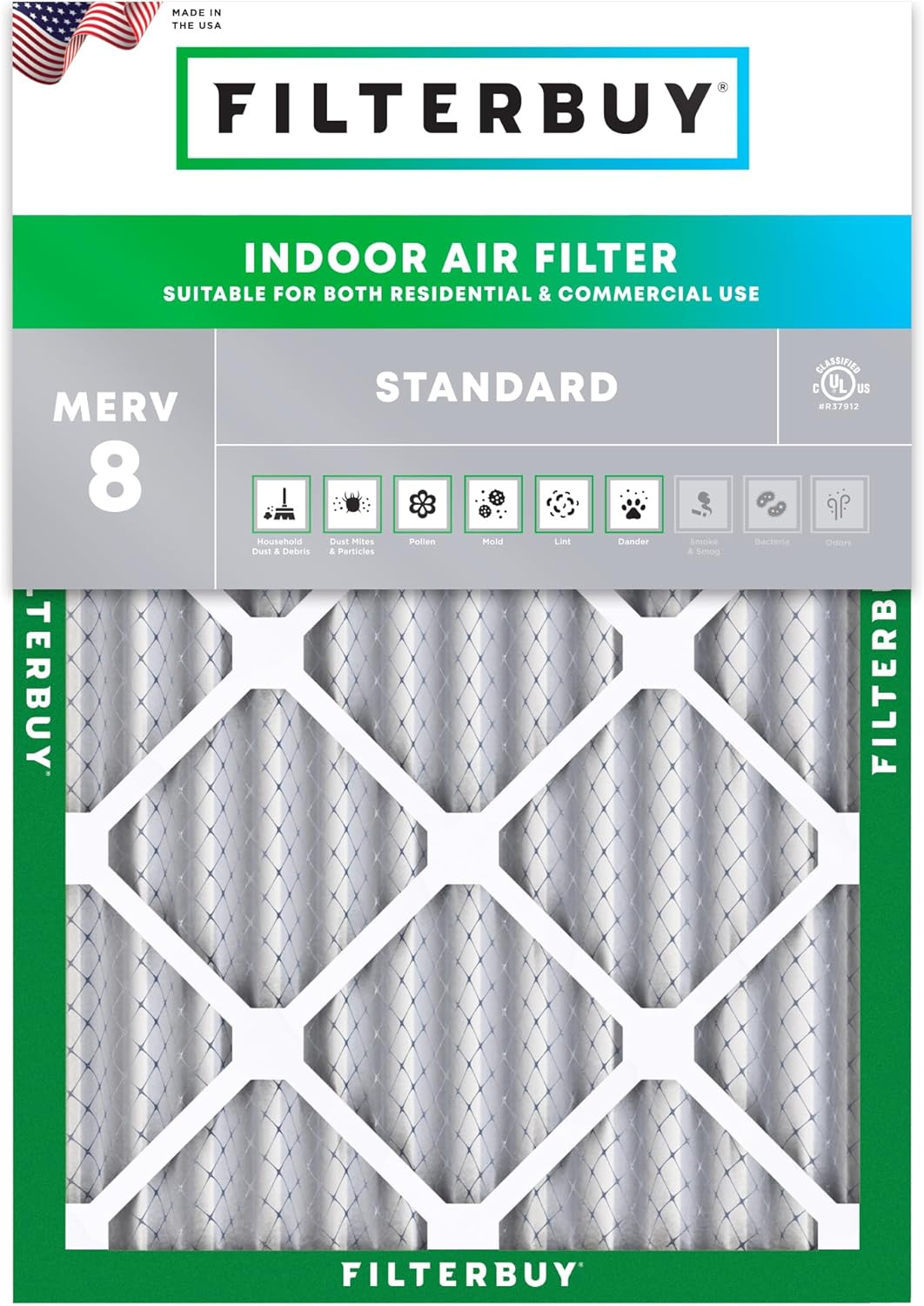 Filterbuy Filtro de aire MERV 8 de 22 x 26 x 2 pulgadas, protección contra el polvo (paquete de 1), plisados, HVAC para calderas con CA (tamaño real