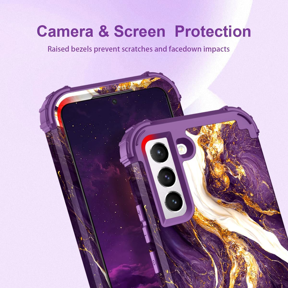 Hocase Funda para Galaxy S22 Plus, resistente a los golpes de goma de silicona suave, funda protectora híbrida de plástico duro para Samsung Galaxy