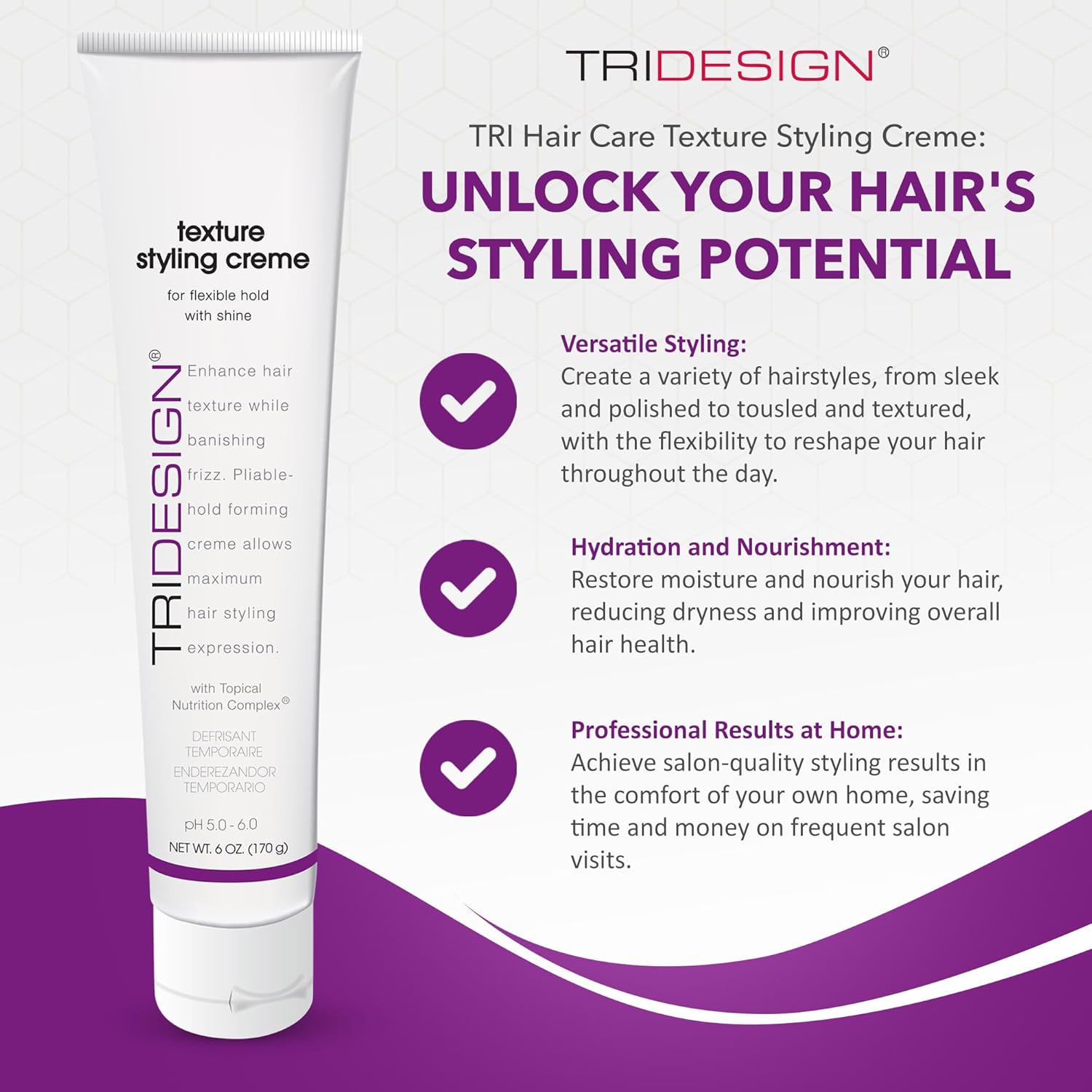 TRI Crema para el cuidado del cabello con textura – Producto de peinado – Crema de peinado para cabello encrespado – Para máxima expresión de