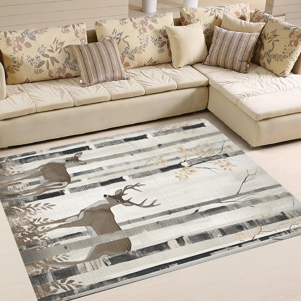 Alfombra con estampado de camuflaje de ciervos de animales, alfombra de ciervo para sala de estar, alfombra de ciervo para dormitorio, alfombra de