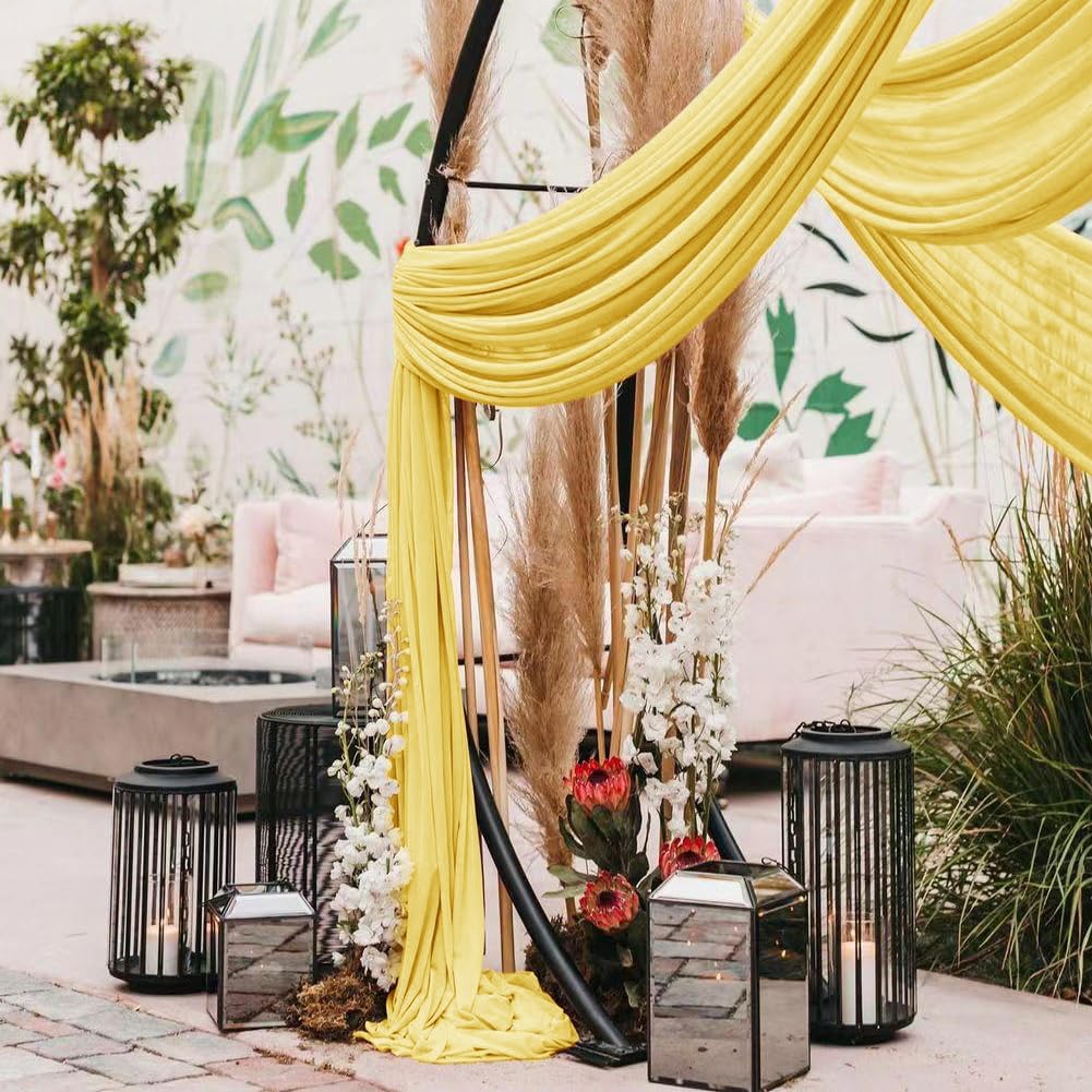 LINXTAR 1 panel de cortina amarilla para arco de boda, 6 yardas de largo y 30 pulgadas de ancho, cortinas de arco de boda para decoración de fiesta