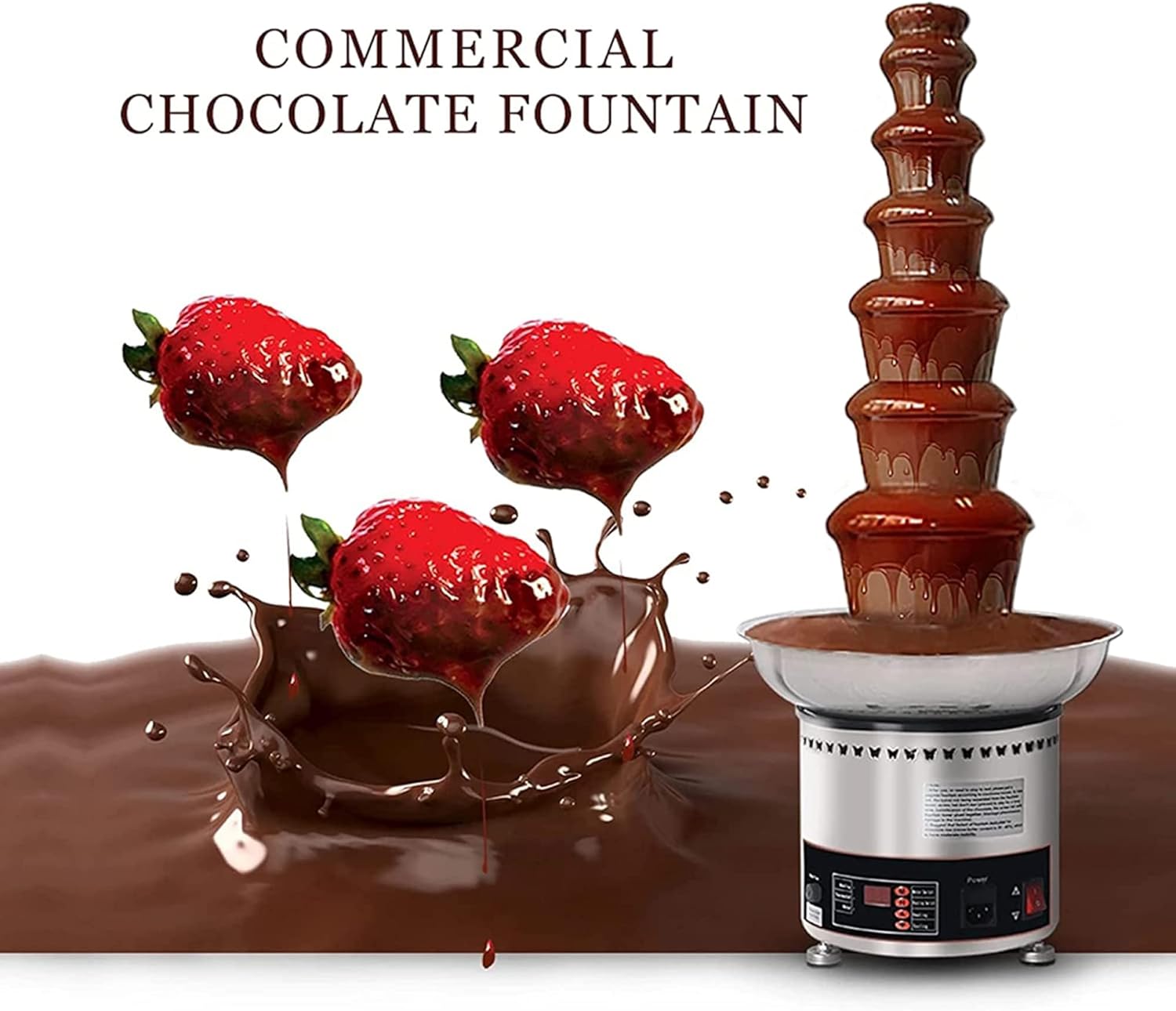 Fondue de fuente de chocolate grande, acero inoxidable 304, máquina de fuente de fondue de chocolate comercial ideal para fiestas, bodas, 6 pisos