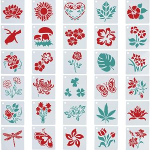 GORGECRAFT Plantillas de flores de 3 pulgadas, 30 estilos, pintura reutilizable, plantillas de dibujo floral, plantillas decorativas de plástico GORGECRAFT Plantillas de flores de 3 pulgadas, 30 estilos, pintura reutilizable, plantillas de dibujo floral, plantillas decorativas de plástico