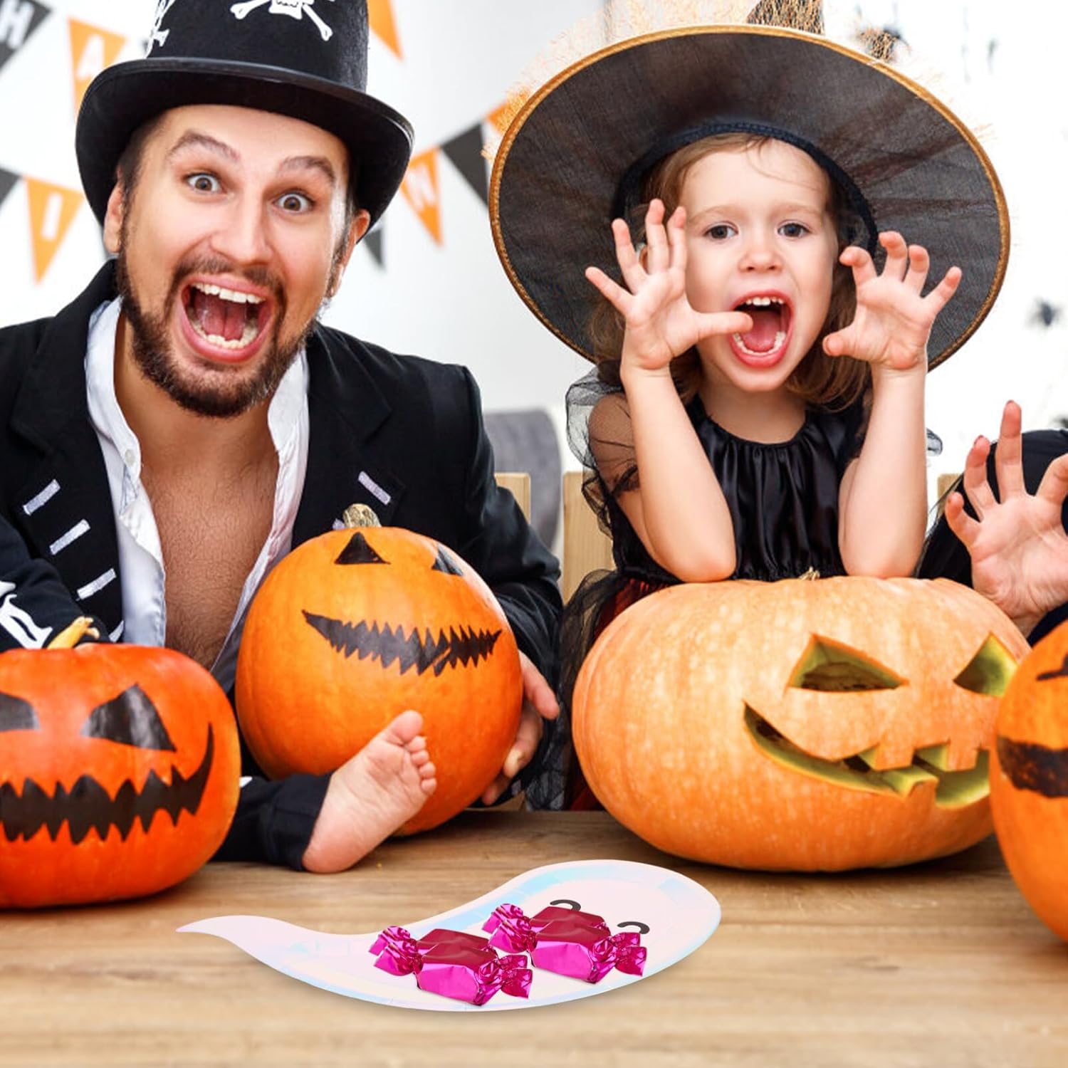 Healifty 16 platos de Halloween, platos de fantasma, platos de fiesta con temática de fantasmas, platos de papel para fiesta de cumpleaños