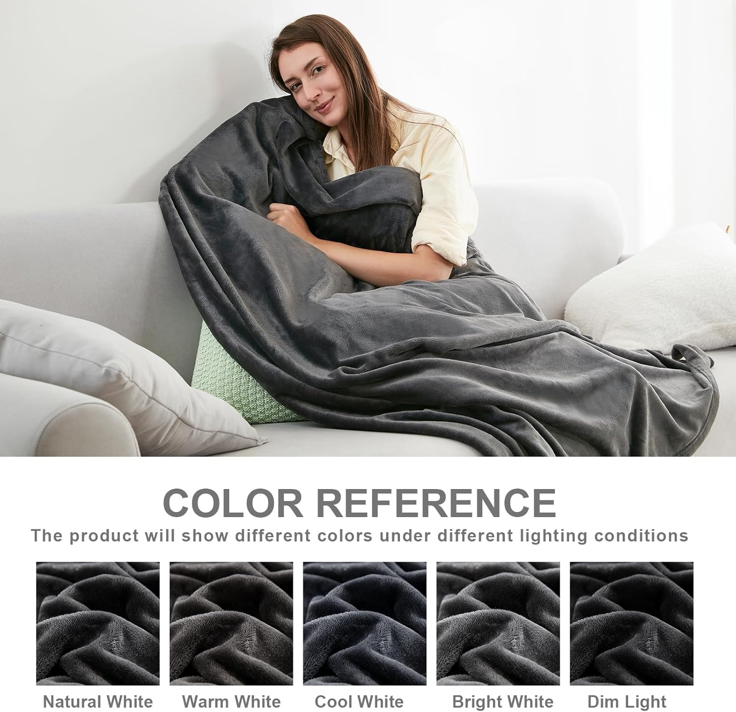 Hansleep Manta de franela de forro polar, súper suave y esponjosa, manta de sofá acogedora para todas las estaciones (gris oscuro, manta de 50 x 65)