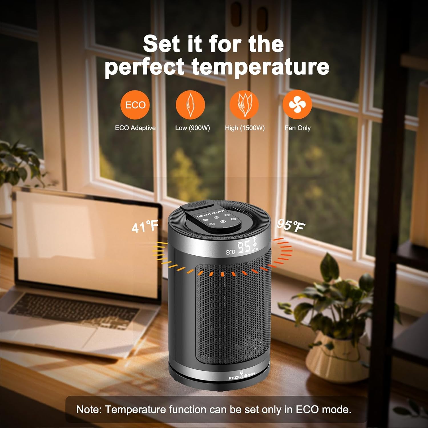 Calentador de espacio para uso en interiores, calentador portátil de cerámica PTC de 1500 W con termostato y control remoto, temporizador de 12