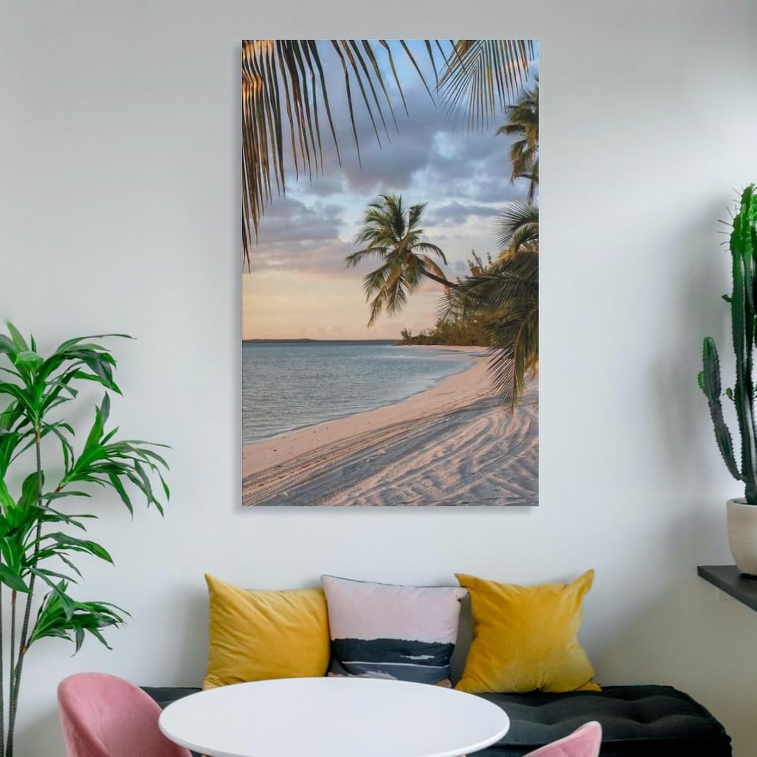Pósteres al atardecer, océano, playa, olas, cocotero, playa, naturaleza, paisaje, arte de pared, lienzo, pósteres e impresiones artísticas de pared