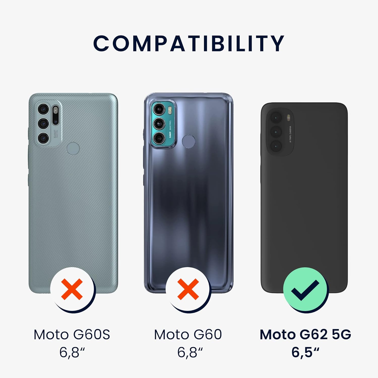 kwmobile Funda compatible con Motorola Moto G62 5G – Funda delgada de silicona TPU – Acabado suave al tacto – Negro