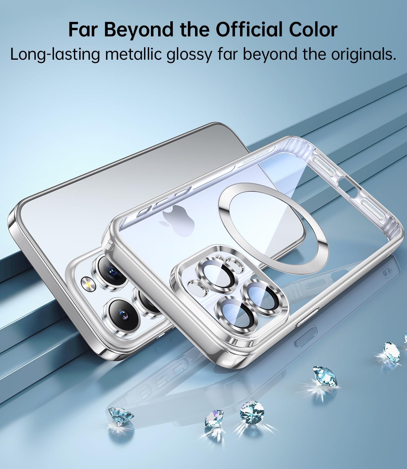 JUESHITUO Magsafe – Funda magnética transparente para iPhone 15 Pro Max con protección completa de cámara Imanes N56 fuertes N56 protección contra