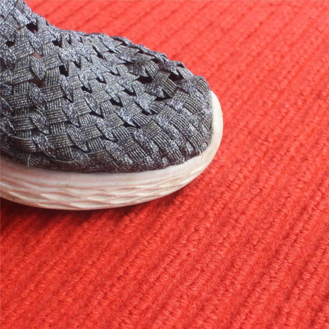 Tapete rojo de 16 x 24 pulgadas con parte trasera de goma, duradero, antideslizante, tapete de entrada para zapatos, tapete rascador de zapatos para