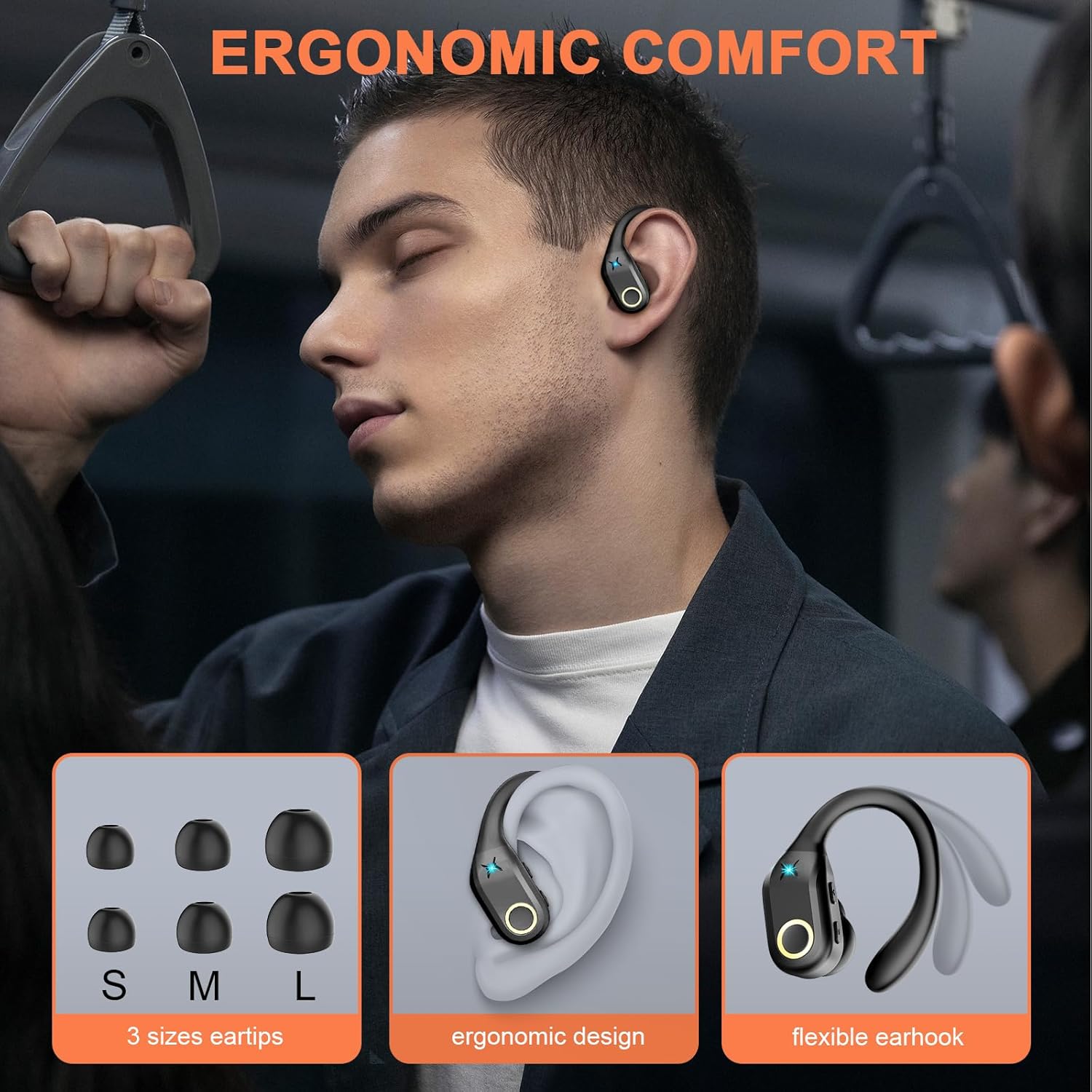Auriculares inalámbricos Bluetooth 5.3 con graves estéreo, micrófono con cancelación de ruido ENC, llamada HD, auriculares sobre la oreja con