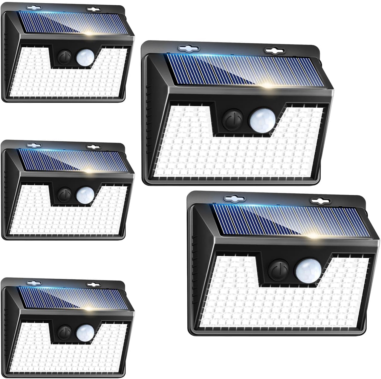 Peasur Luces solares para exteriores 5 unidades140 LED, luces para exteriores con sensor de movimiento ultra brillantes, luces de seguridad