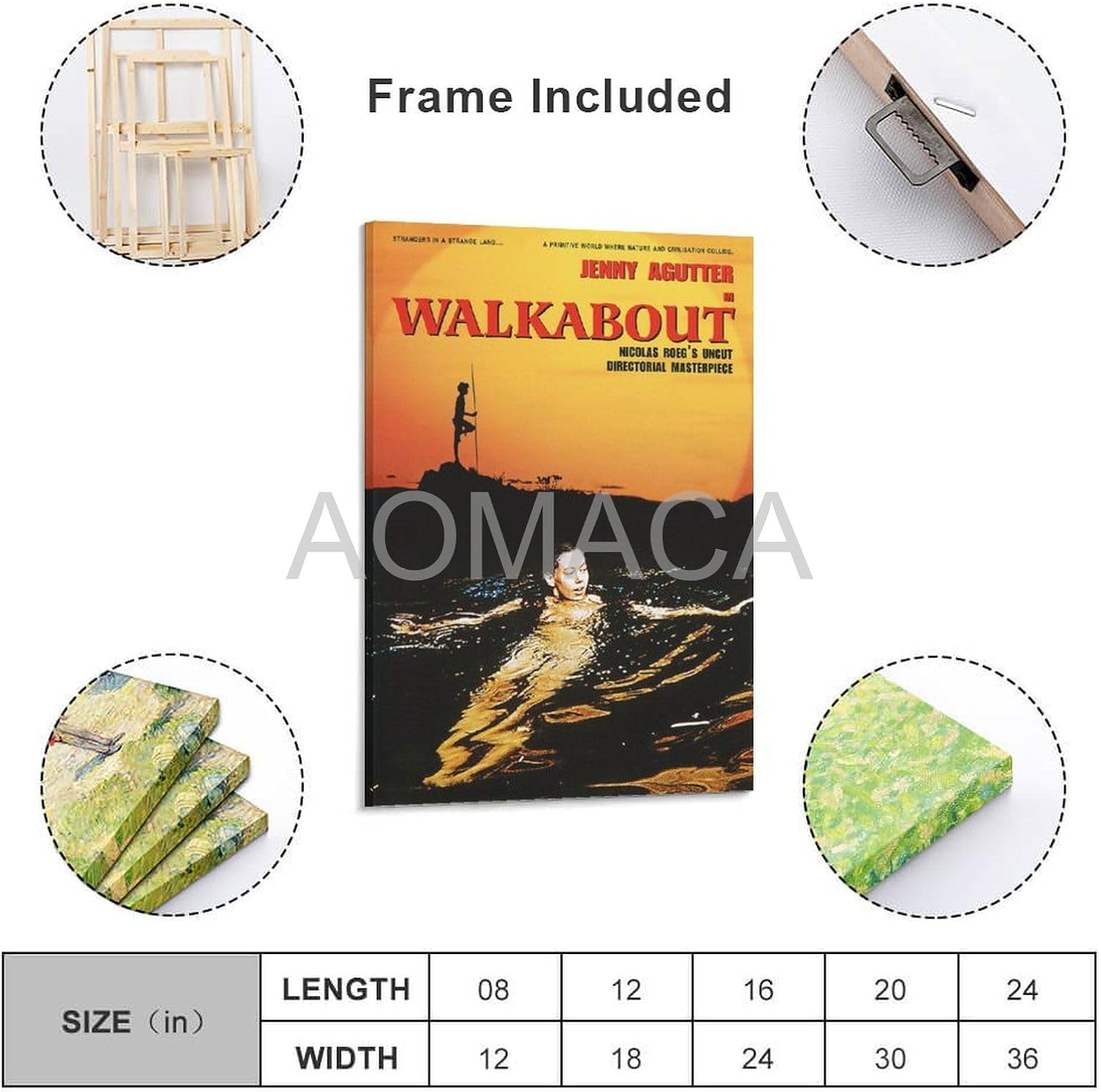 Póster de película Walkabout 2 lienzos, pintura de pared, póster para dormitorio, sala de estar, decoración de 12 x 18 pulgadas (11.8 x 17.7 in)