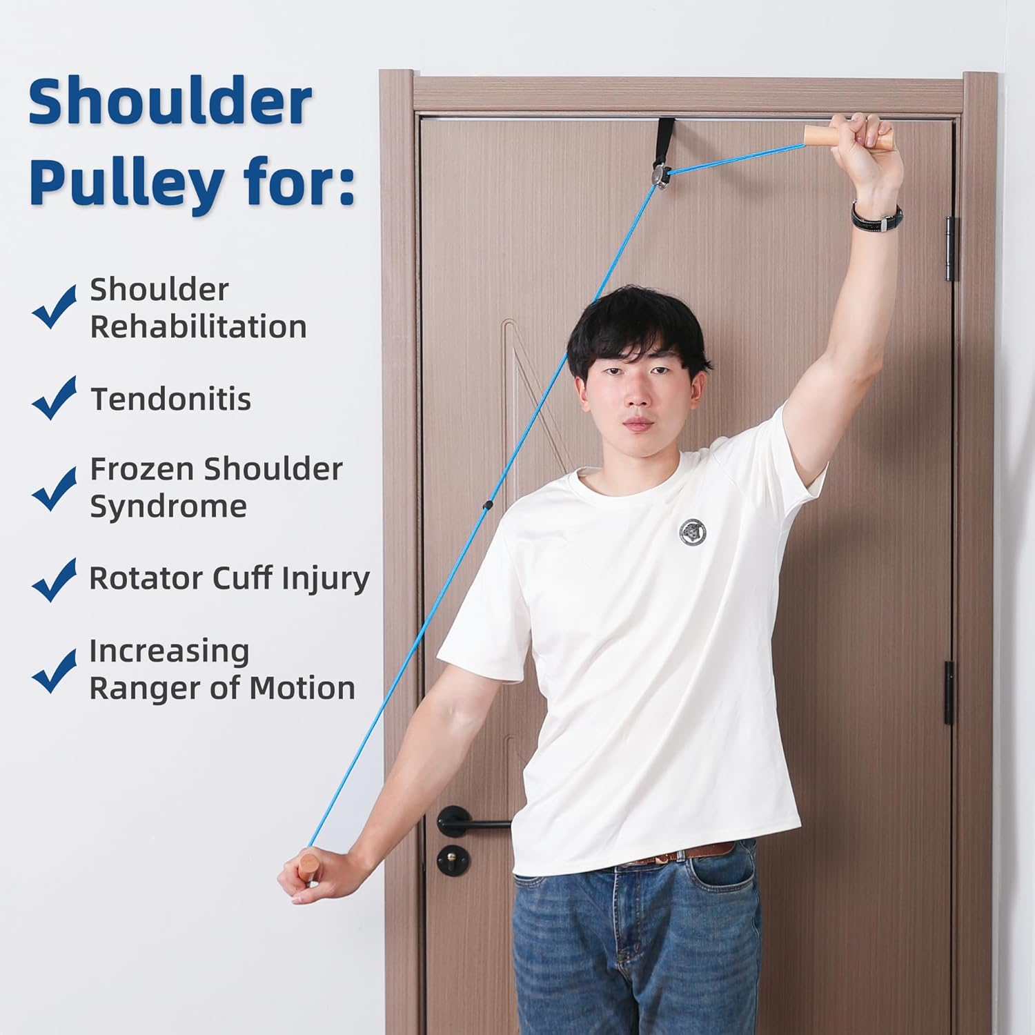 Shoulder Pulley Over Door Rehab Exerciser, for Physical Therapy, Exercise Equipment, Aids in Recovery, Improve and Strengthen Mobility
