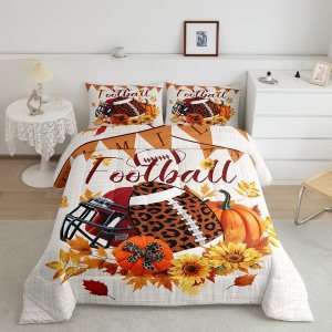 TYTS8656ZMD-BZ_USq – Juego de edredón de fútbol americano, diseño de girasoles de calabaza otoñal, tamaño Queen, juegos deportivos de dibujos TYTS8656ZMD-BZ_USq – Juego de edredón de fútbol americano, diseño de girasoles de calabaza otoñal, tamaño Queen, juegos deportivos de dibujos