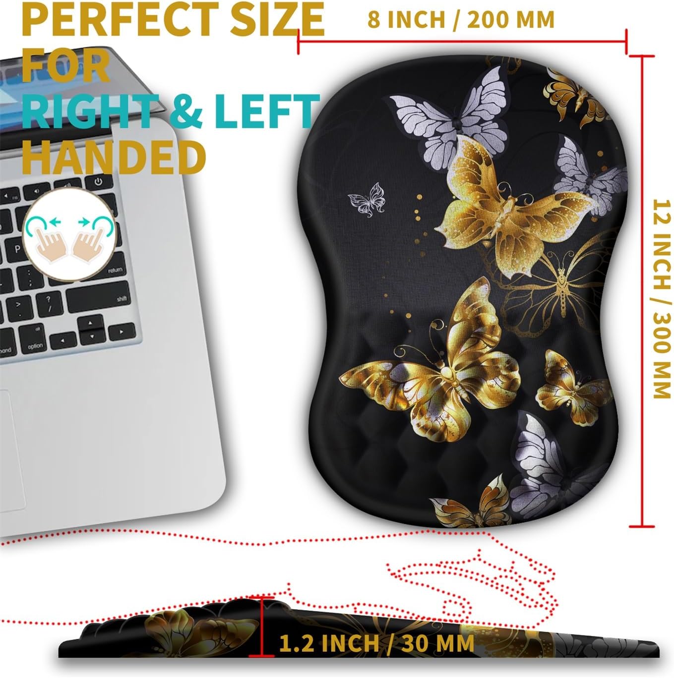 KUOSGM Alfombrilla de mouse ergonómica con soporte de muñeca con punto de masaje, cómoda alfombrilla de mouse para computadora portátil, alfombrilla