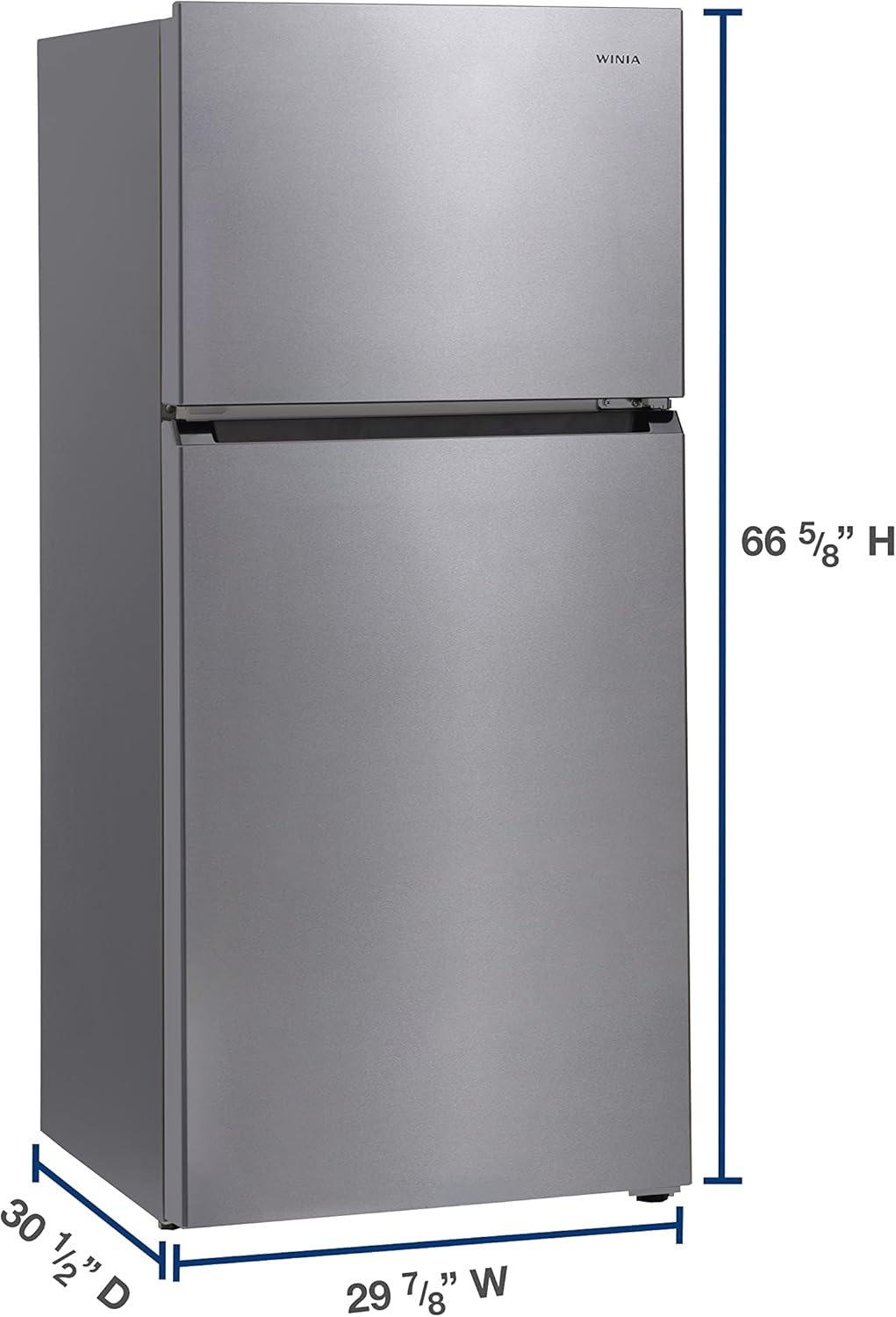 Winia Refrigerador congelador superior de 18 pies cúbicos con máquina de hielo – Acero inoxidable