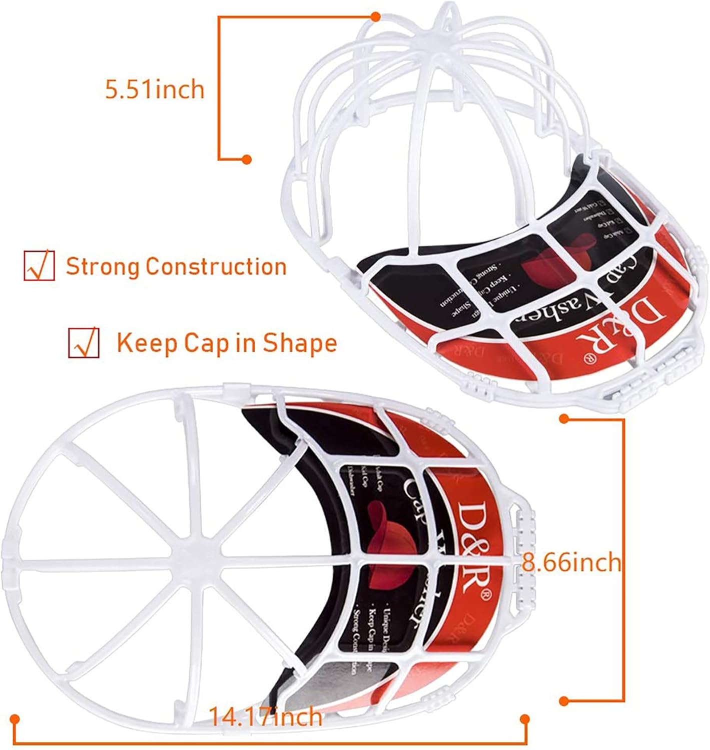 Der Rose Paquete de 2 arandelas de gorras de béisbol para lavadora, jaula de marco de arandela de gorras, protector de sombrero para gorras de