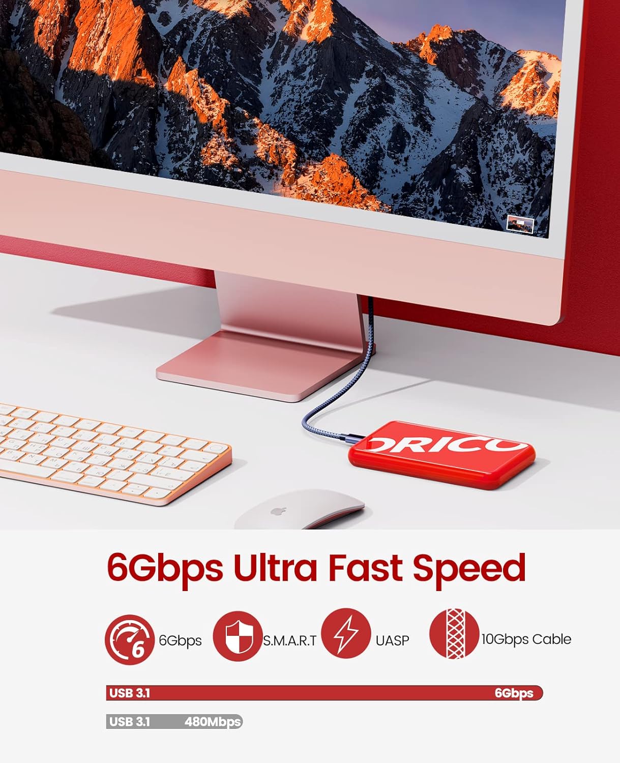ORICO Moderno gabinete de disco duro USB C USB 3.1 Gen 1 a SATA III 6Gbps UASP Caja de disco duro externo para todos los discos duros SATA SSD HDD