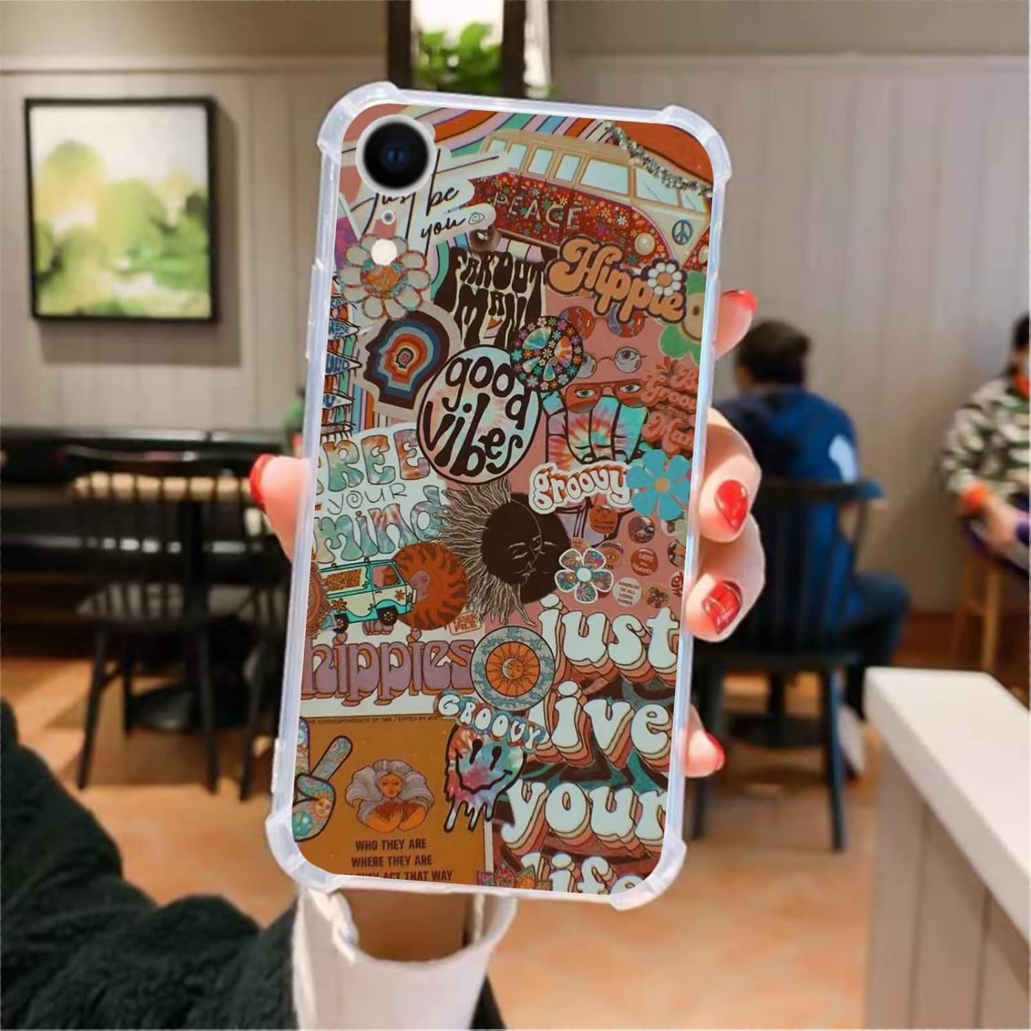 Funda psicodélica hippie psicodélica compatible con iPhone XR, funda retro Groovy Good Vibes para iPhone XR, funda de TPU suave y moderna