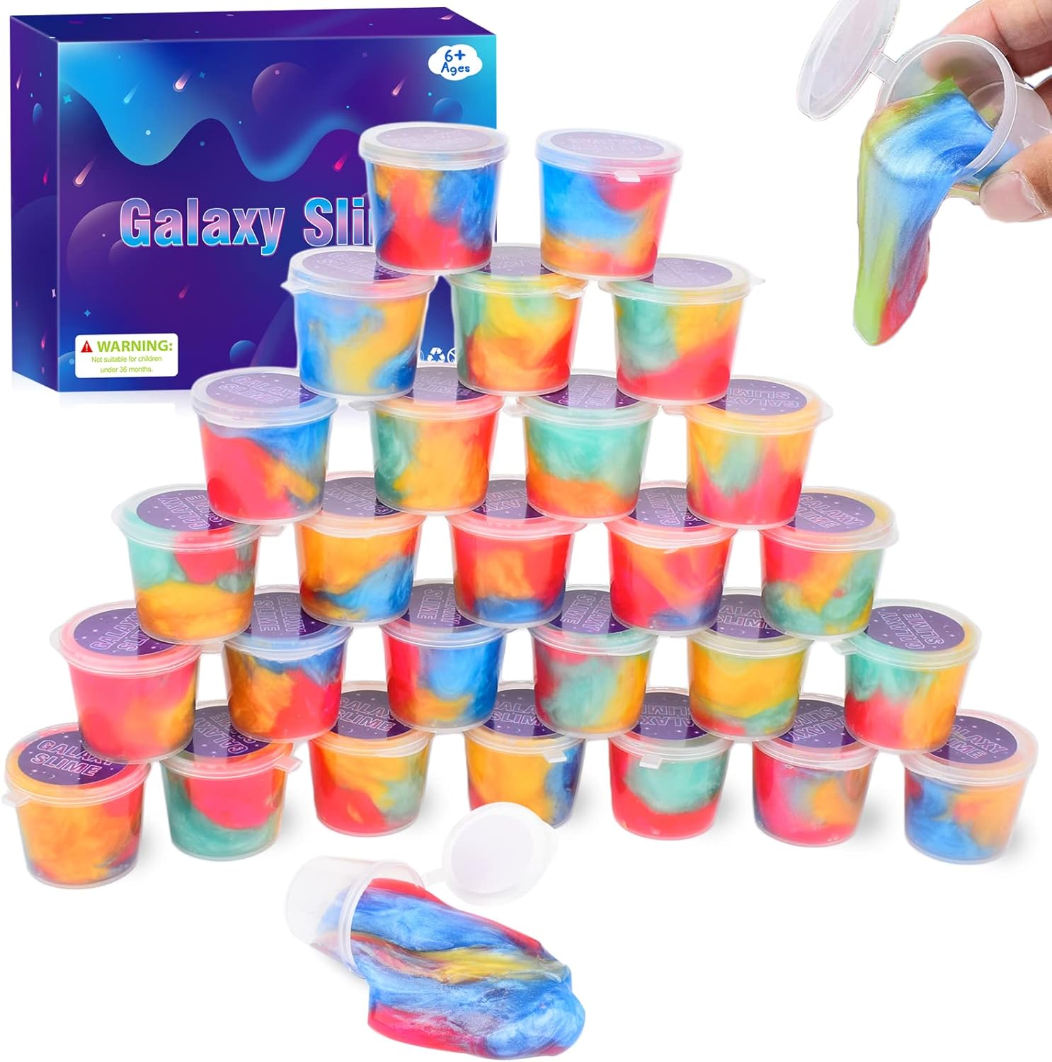 D’ALBA Kit de slime de galaxia, paquete de 28 unidades a granel, recuerdo de fiesta para niños, antiadherente, alivio del estrés, juguete de masilla
