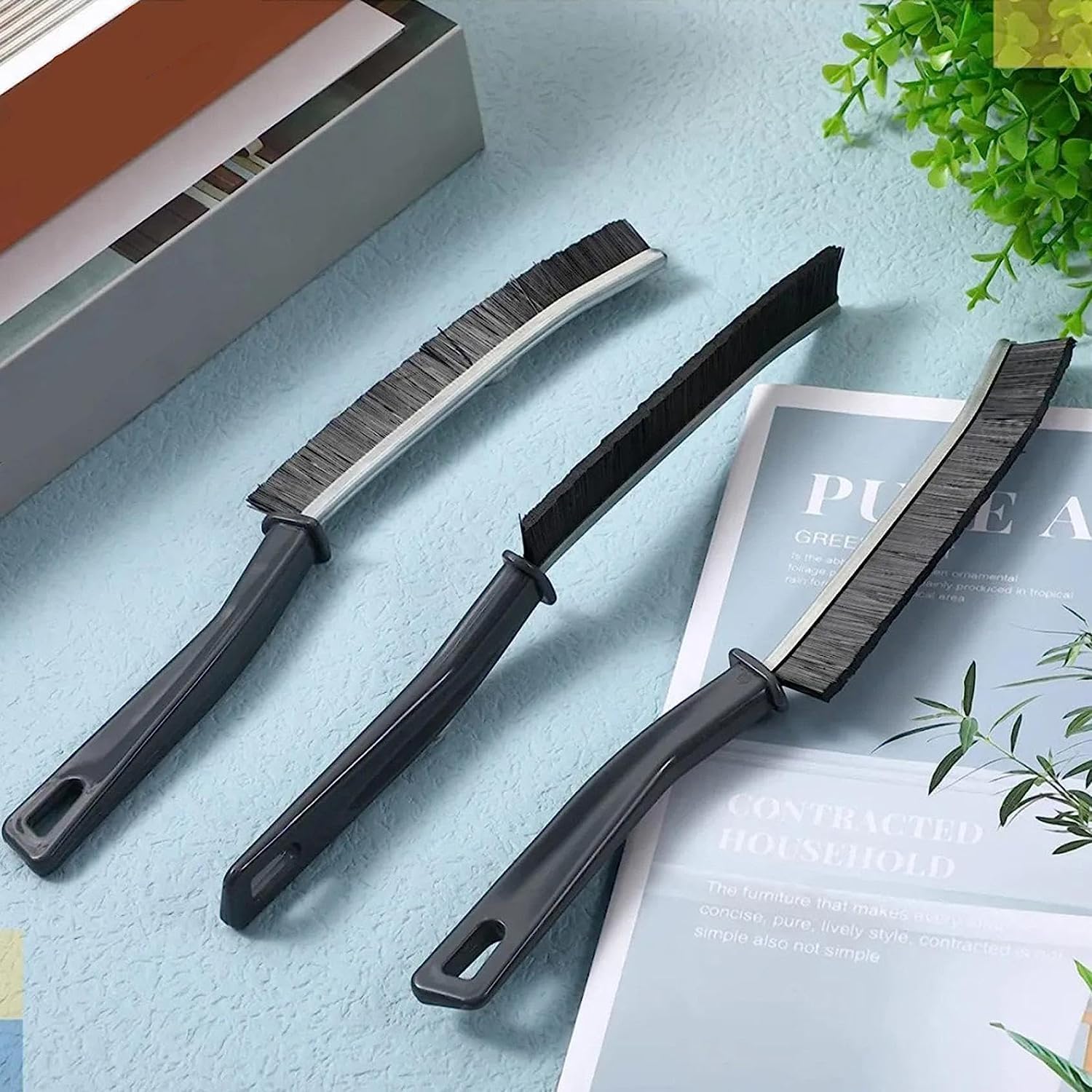 4 cepillos de limpieza de huecos, cepillo de limpieza de hendiduras pequeñas para uso doméstico, cepillo de limpieza profunda de ranura de mano para