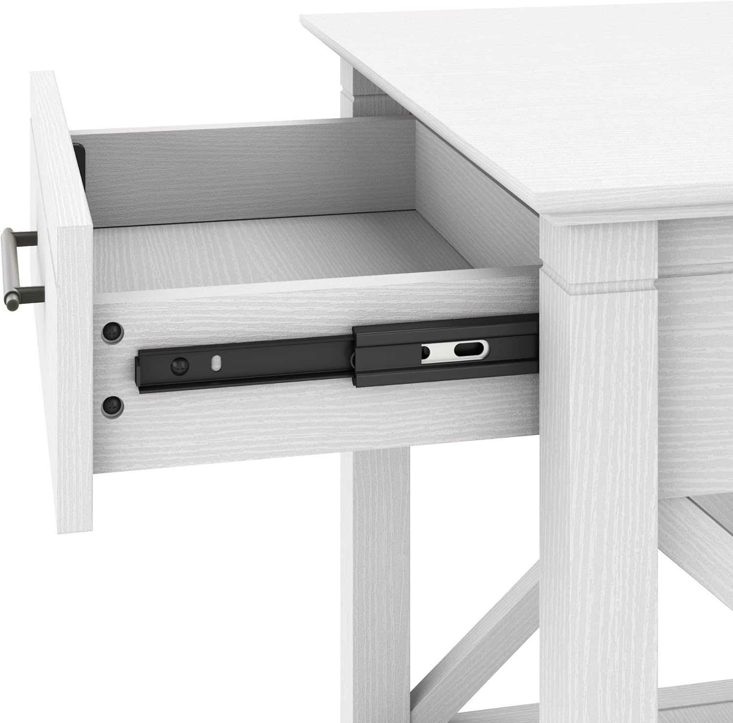 Bush Furniture Key West – Mesa auxiliar con almacenamiento en roble blanco puro