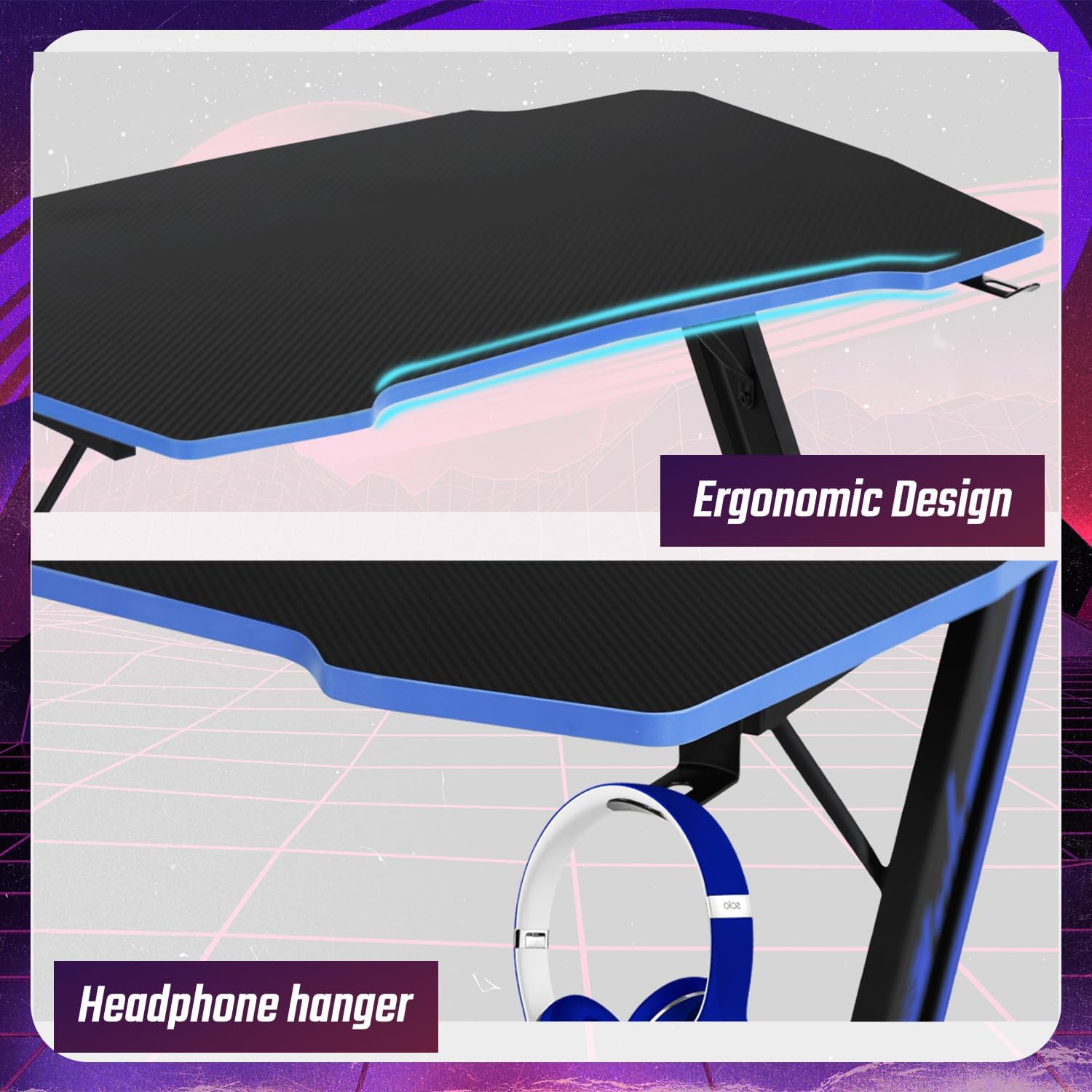 MGHH Escritorio para juegos de 39 pulgadas, escritorio para computadora en casa, oficina, en forma de Z, ergonómico, simple, mesa de juegos de PC