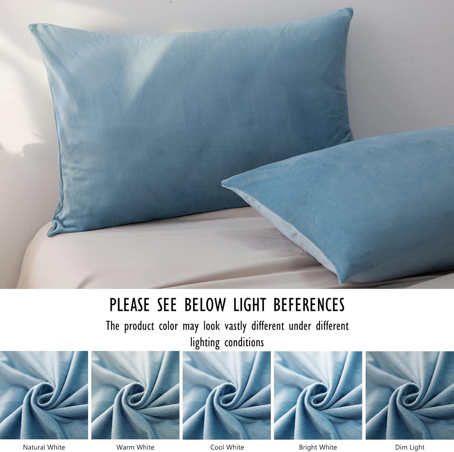 Paquete de 2 fundas de almohada estándar de terciopelo con cremallera, súper suaves y acogedoras, fundas de almohada de franela de lujo con