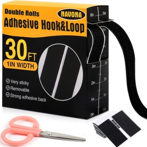 Tiras de velcro de 30 pies x 1 pulgada con adhesivo, rollos dobles de cinta autoadhesiva resistente con respaldo, cinta autoadhesiva de nailon para Tiras de velcro de 30 pies x 1 pulgada con adhesivo, rollos dobles de cinta autoadhesiva resistente con respaldo, cinta autoadhesiva de nailon para