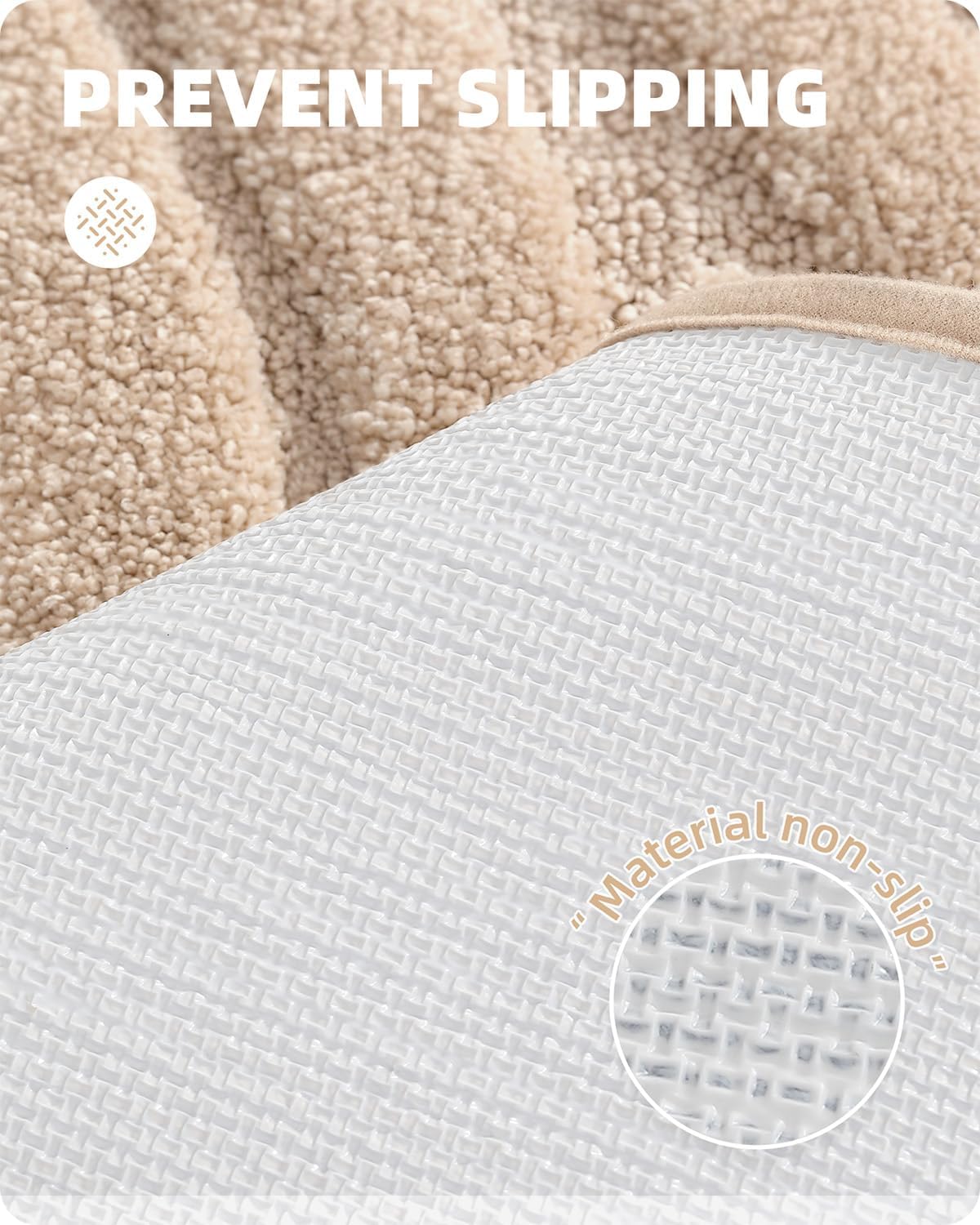 Color&Geometry Alfombra de baño beige absorbente para ducha, 20 x 32 pulgadas, antideslizante, para baño, suave y lavable, tapete de baño pequeño,