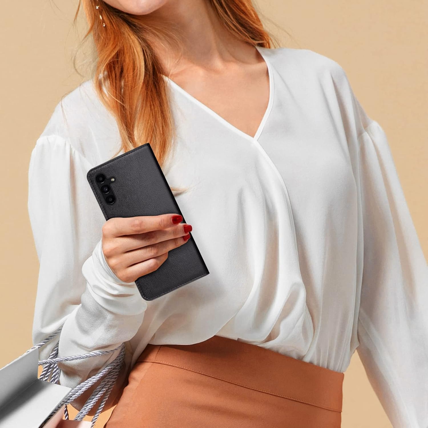 XcaseBar Funda para Samsung Galaxy A14 5G con bloqueo RFID, soporte para tarjetas de crédito, libro de folio con tapa de piel sintética, funda