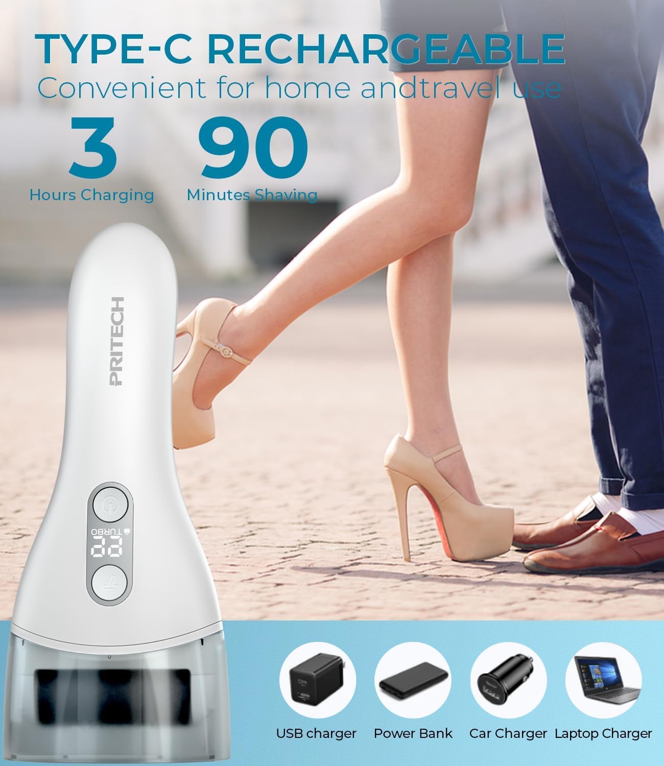 PRITECH – Removedor eléctrico de callos para pies, kit de herramientas de pedicura electrónica recargable para eliminación de callos, limpiador