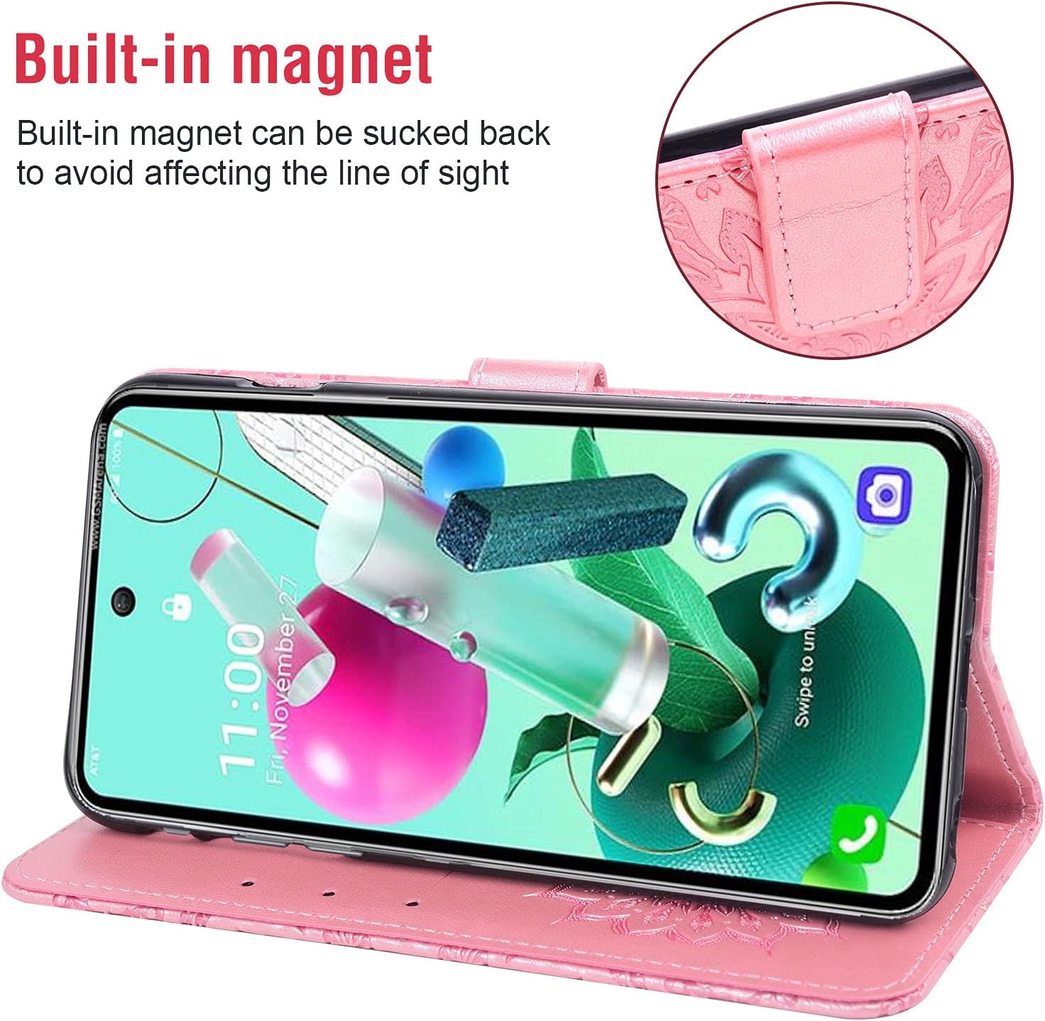 Asuwish Funda de teléfono para LG K92 5G con protector de pantalla de vidrio templado y funda delgada de piel de girasol, soporte para tarjetas,