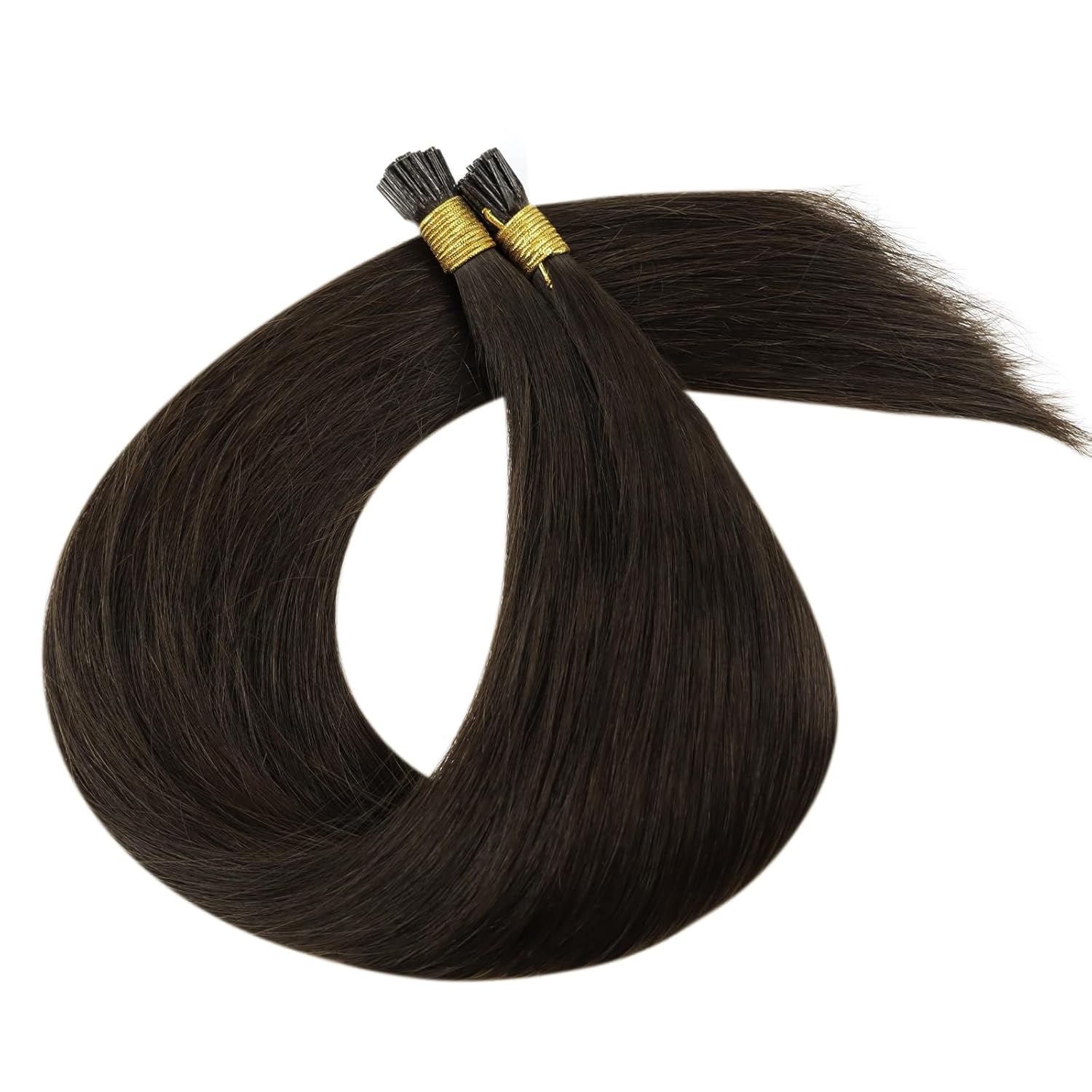 Sunny Hair – Extensiones de cabello humano con punta en I 100S, extensiones de cabello humano marrón chocolate preunido, extensiones de cabello