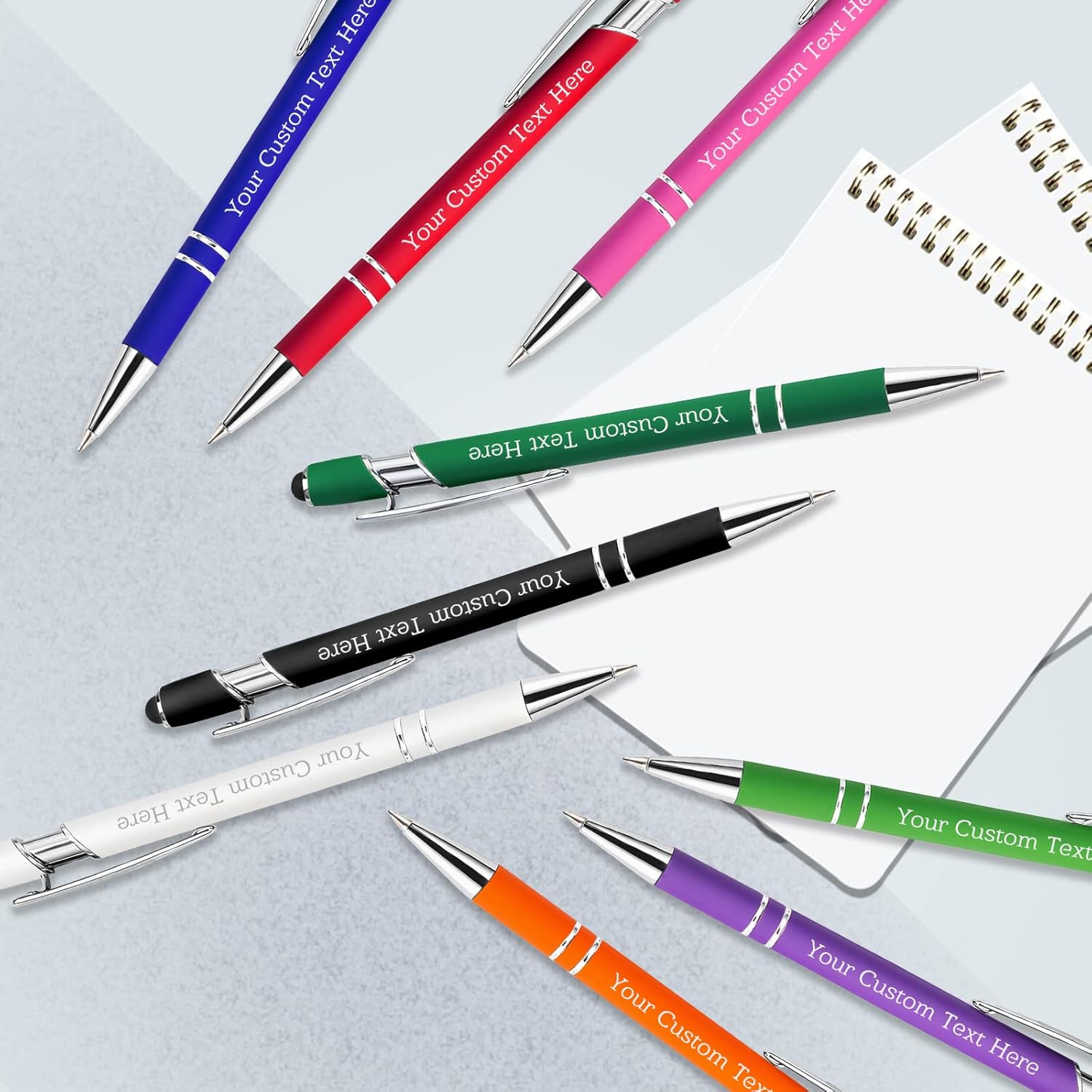 Bolígrafos personalizados con nombre a granel, juego de bolígrafos personalizados, lápiz capacitivo grabado, logotipo, texto, regalo para negocios,