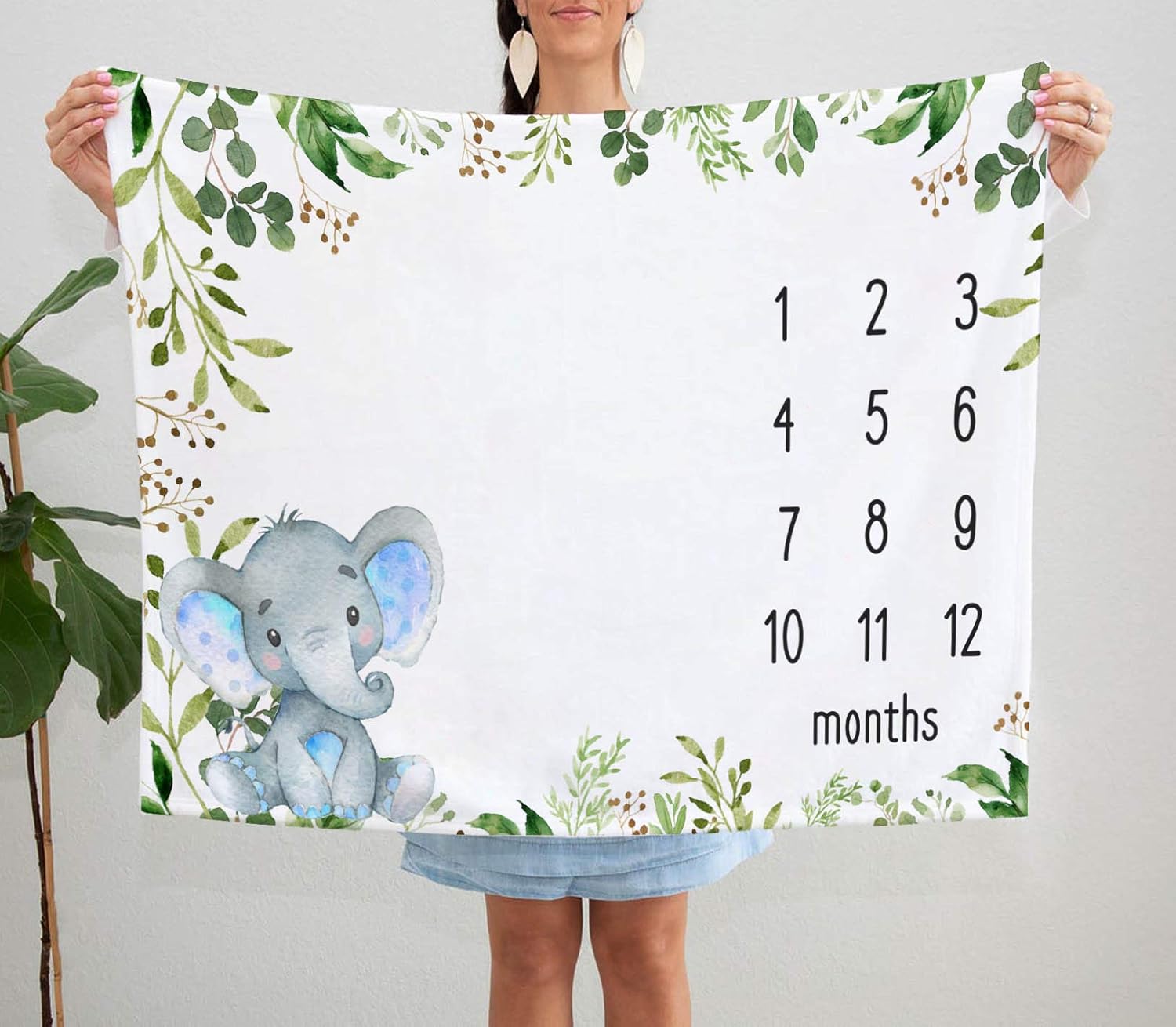 Yuzioey Manta mensual de hitos para bebé, elefante, manta de fotos de bebé de elefante safari, regalo para nuevas mamás, baby shower, Watch Me Grow