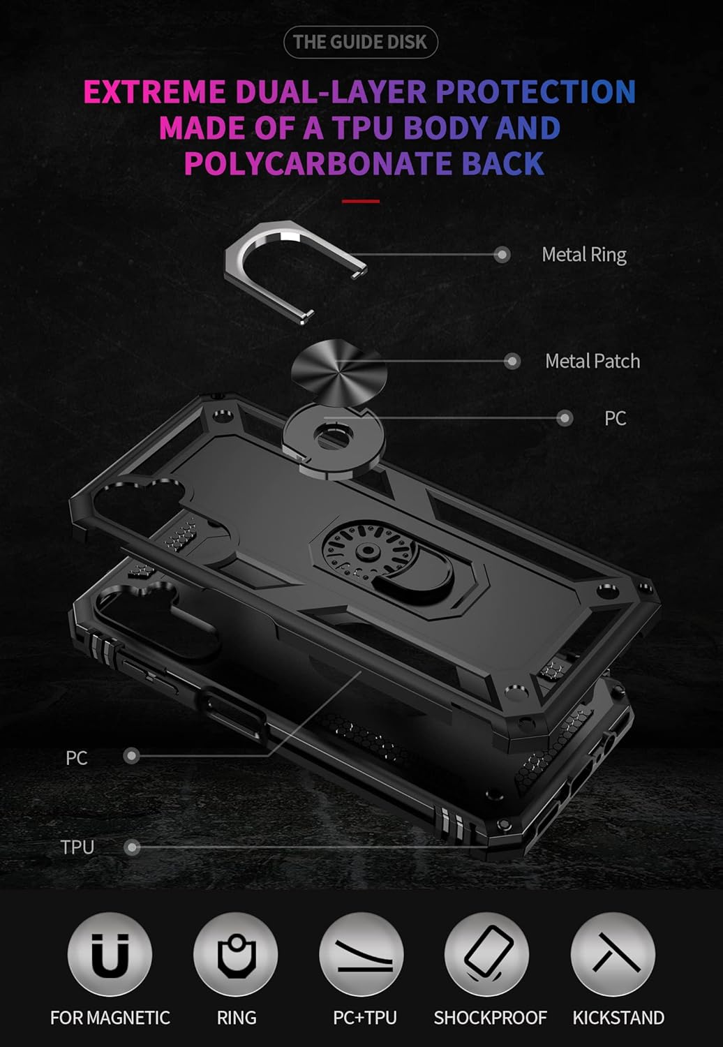 Anvzle Funda para Samsung Galaxy A14 5G  A14 4G con protector de pantalla, funda para Galaxy A14 de doble capa protectora resistente para teléfono